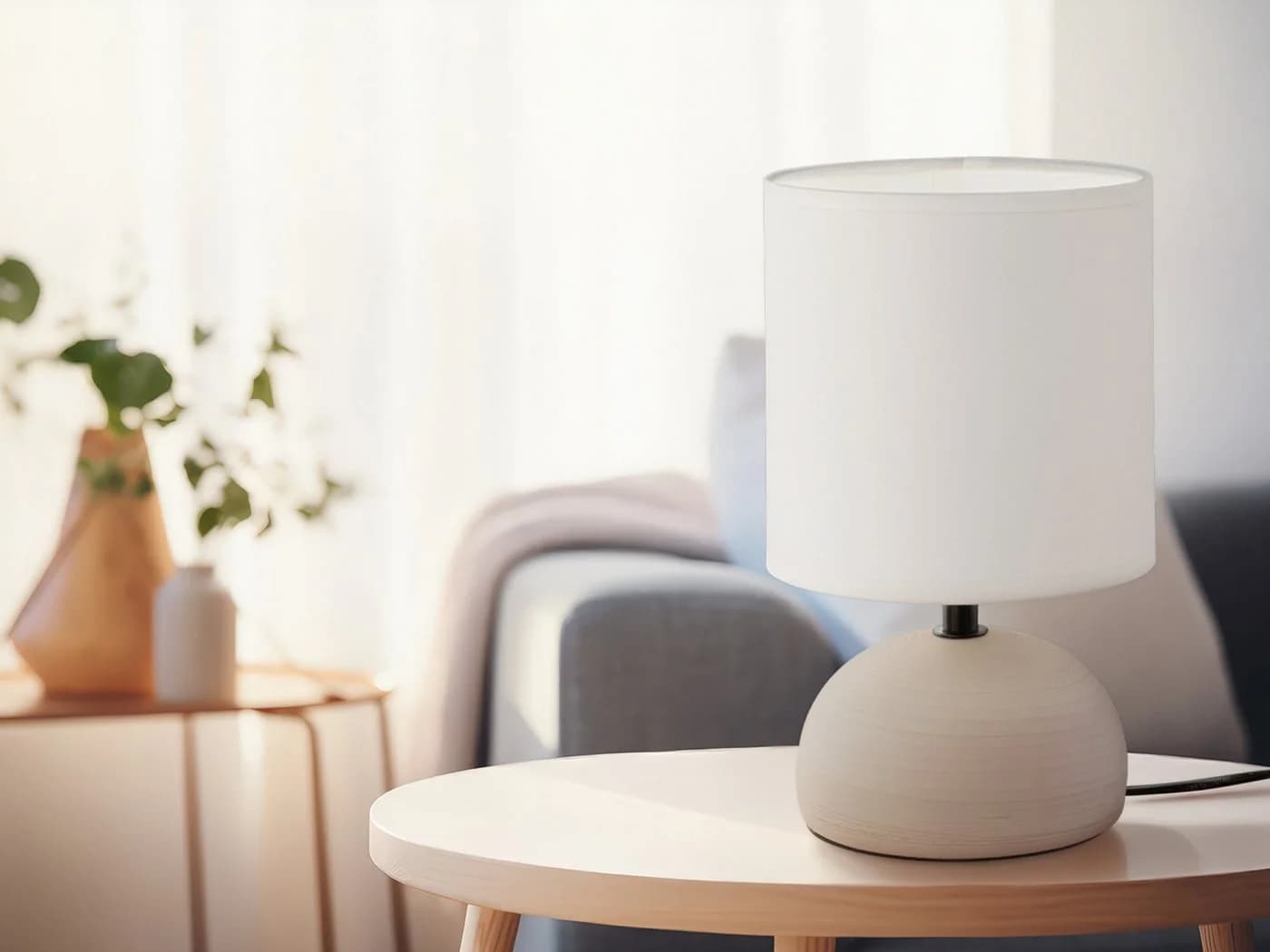 Reality Leuchten Nachttischlampe mit Dimmfunktion Beige/Weiß