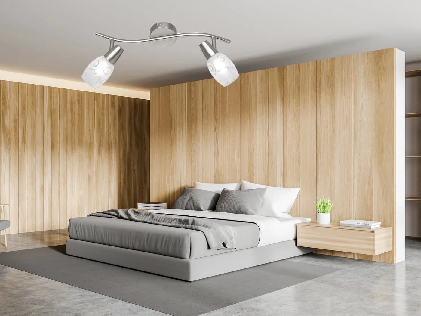 Reality Leuchten LED Deckenstrahler 2-flammig Dimmbar Glas Matt Silber