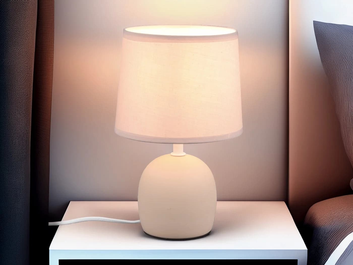 Reality Leuchten LED Nachttischlampe, Warmweiß, Skandinavischer Landhausstil, 26 cm