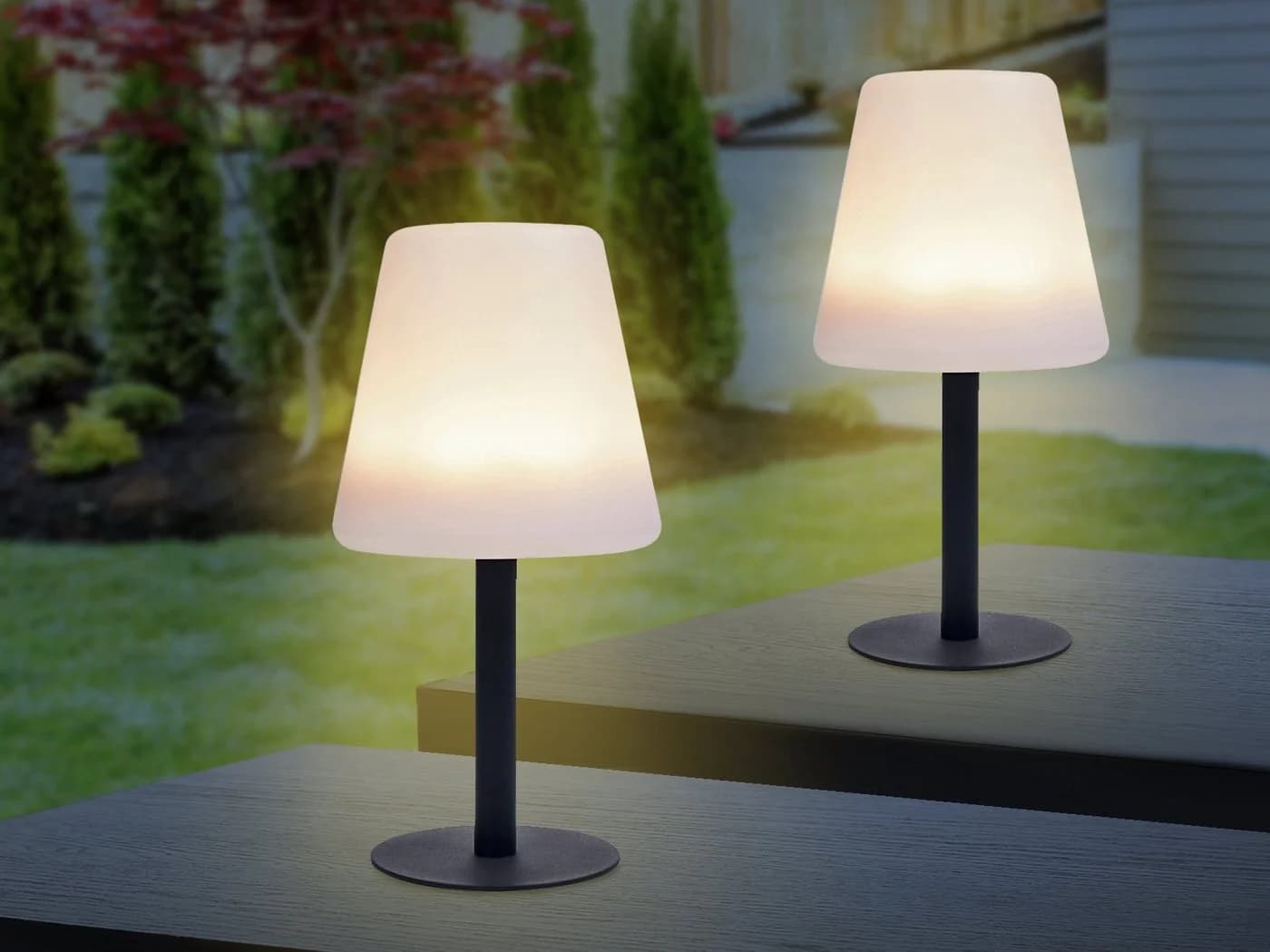 Smartwares LED Außen-Tischleuchte 2er-Set Solar Schwarz-Weiß