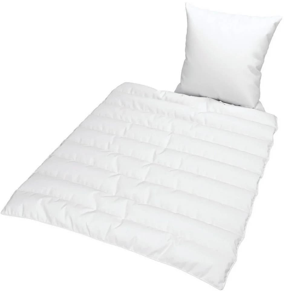 Jekatex Microfaserbettdecke + Kopfkissen Set Weiß Ganzjahresdecke