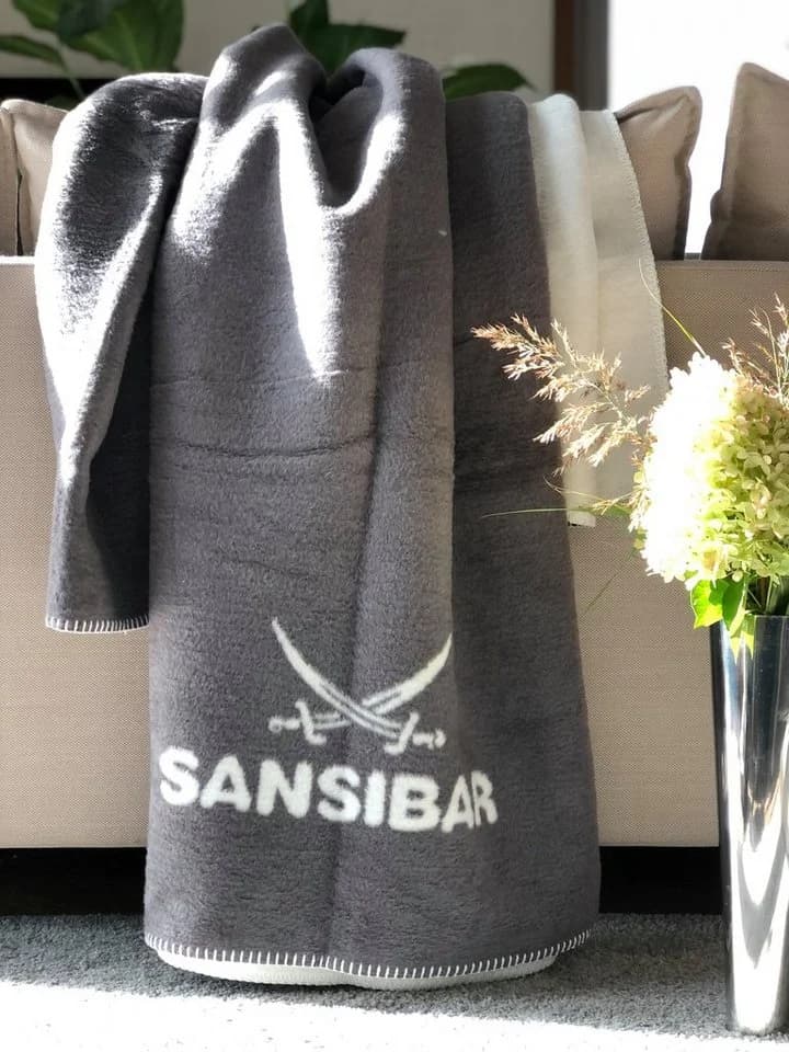 Sansibar Sylt Jacquard Wohndecke Doubleface Grau/Weiß