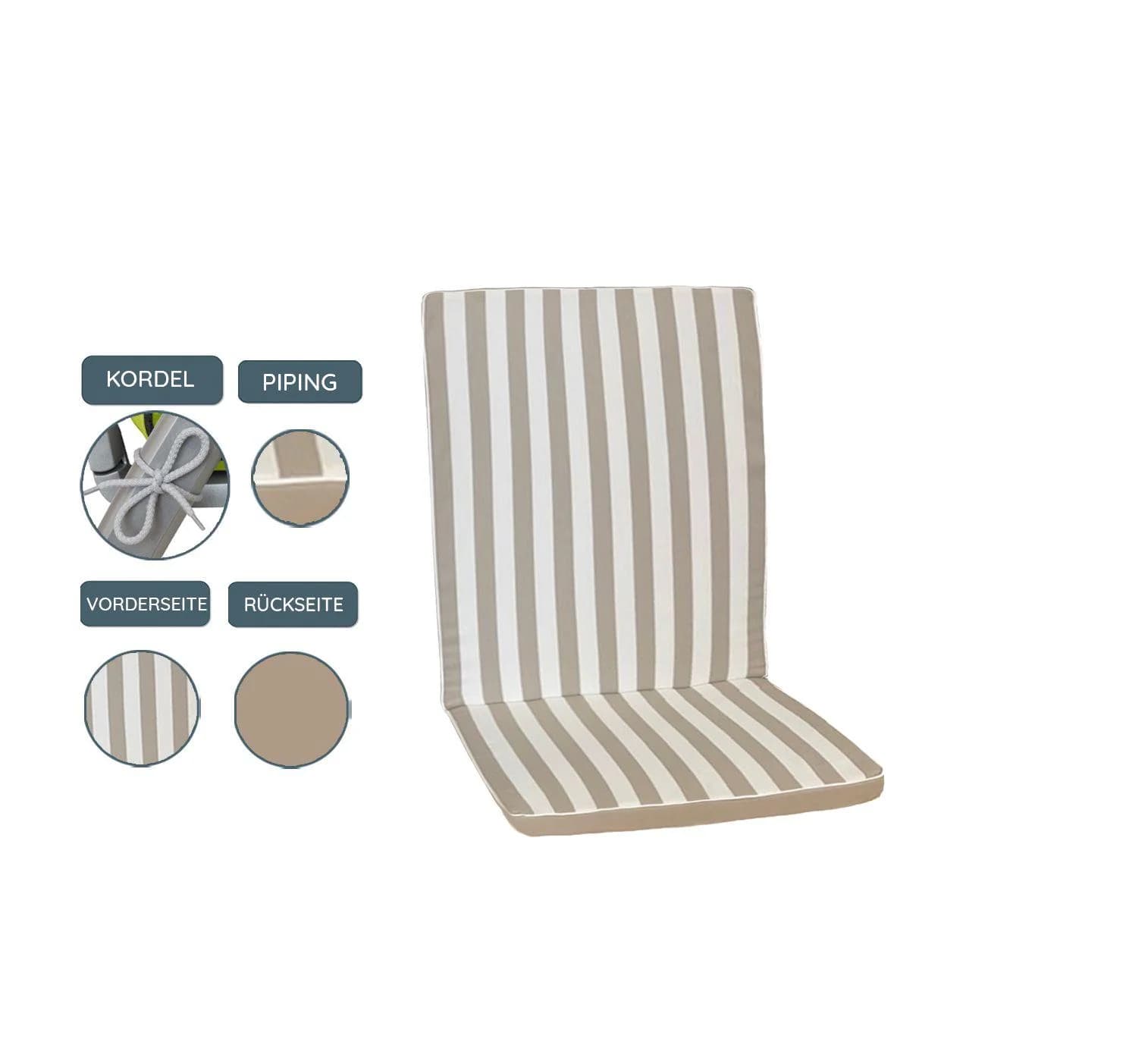 Sansibar Gartenauflage Hochlehner Taupe Gestreift Olefin