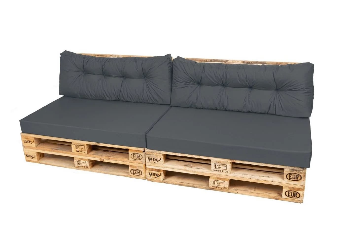 TexDeko Palettenkissen Set Comfort 2-tlg. Anthrazit wasserabweisend