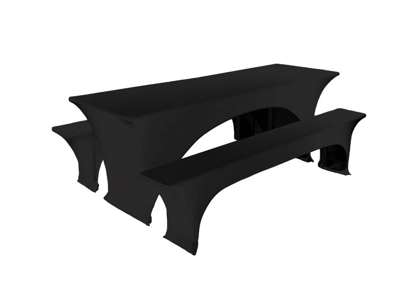 TexDeko Stretch-Hussen-Set für Bierzeltgarnitur Schwarz