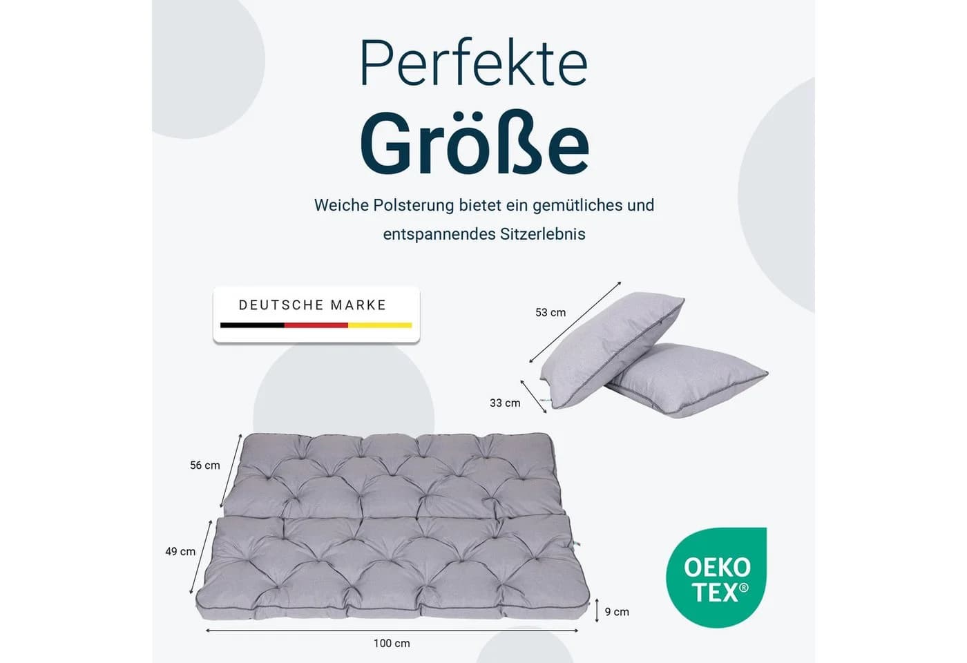 TexDeko Hollywoodschaukel-Auflage mit Rückenlehne, UV-Beständig, Beige