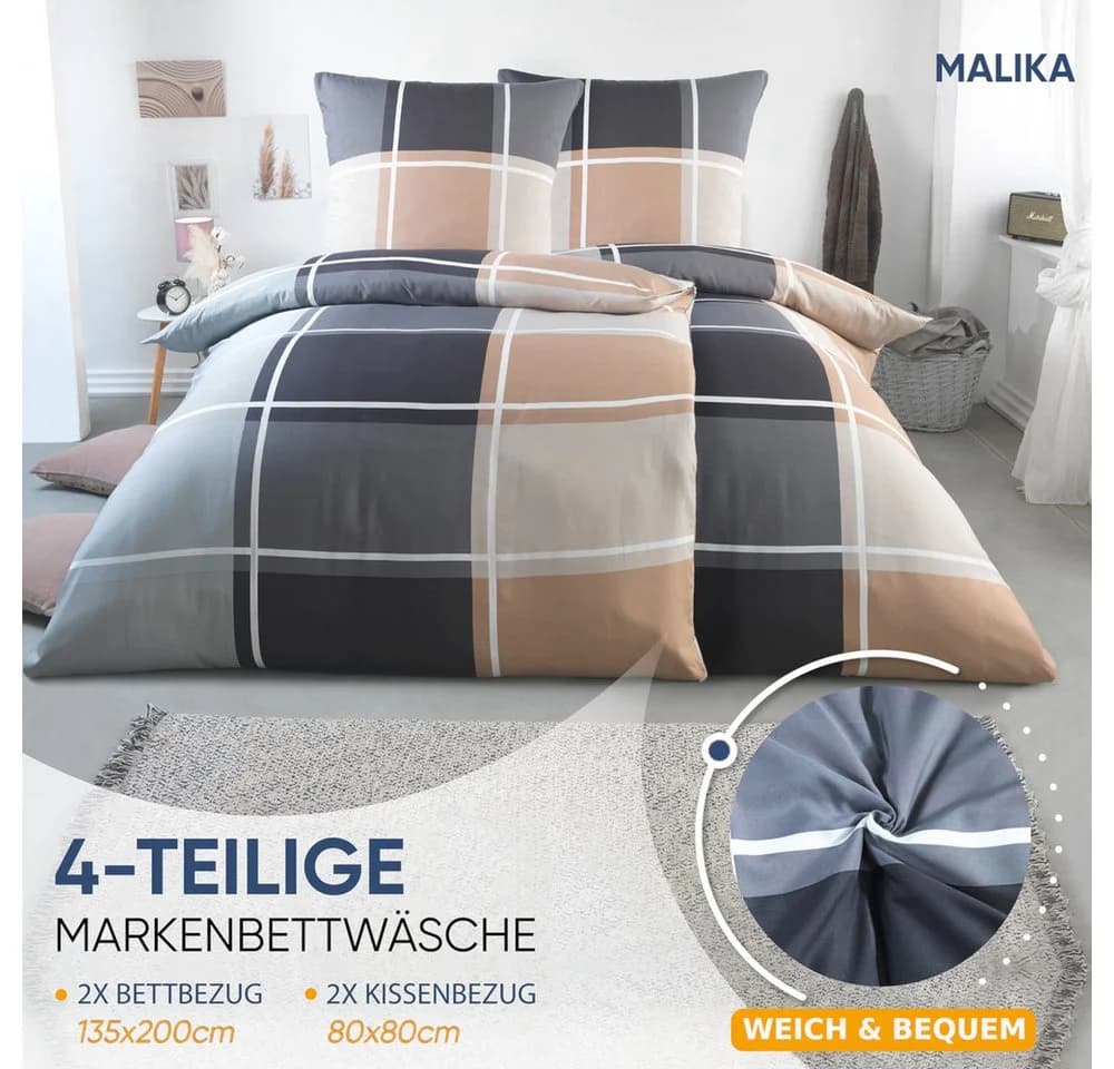 Malika Bettwäsche 4-teilig Mikrofaser