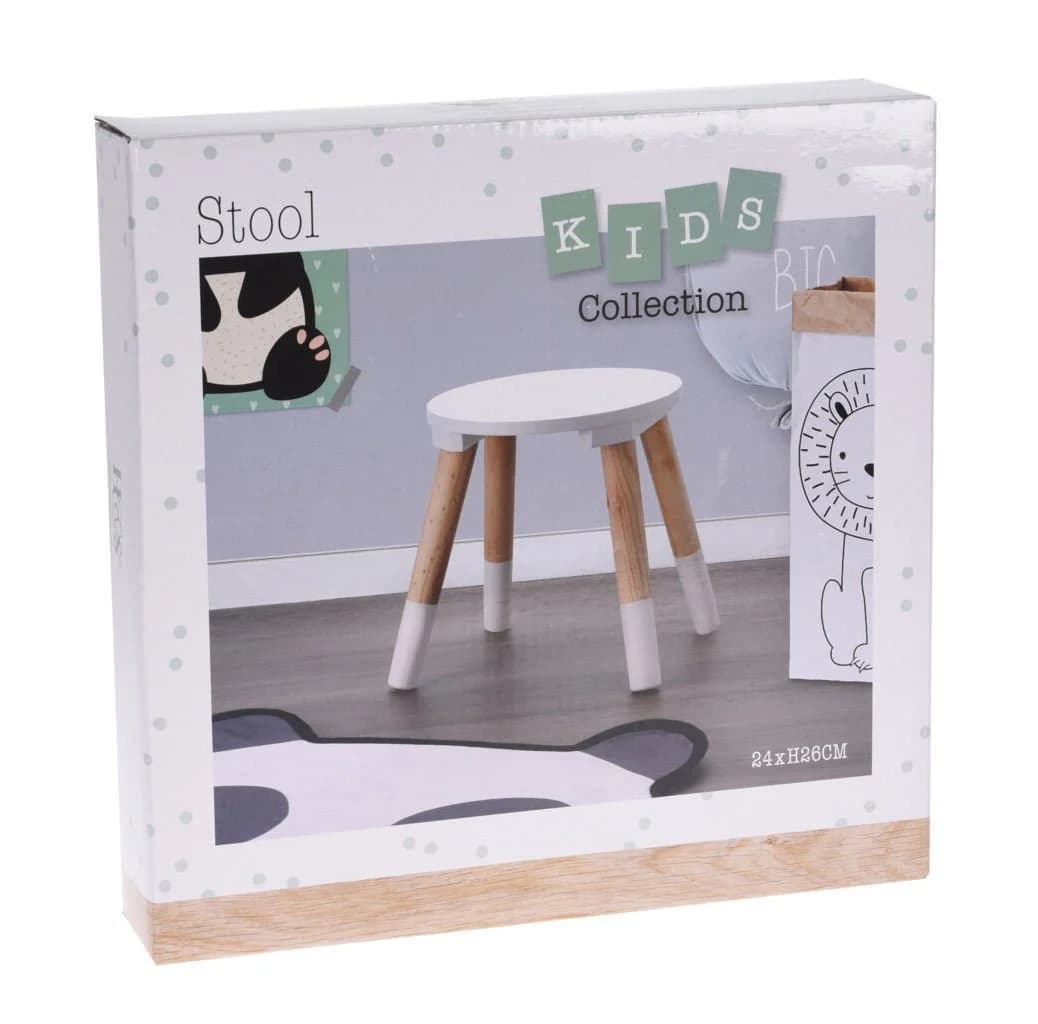 Spetebo Kinderhocker Weiß Natur Holz