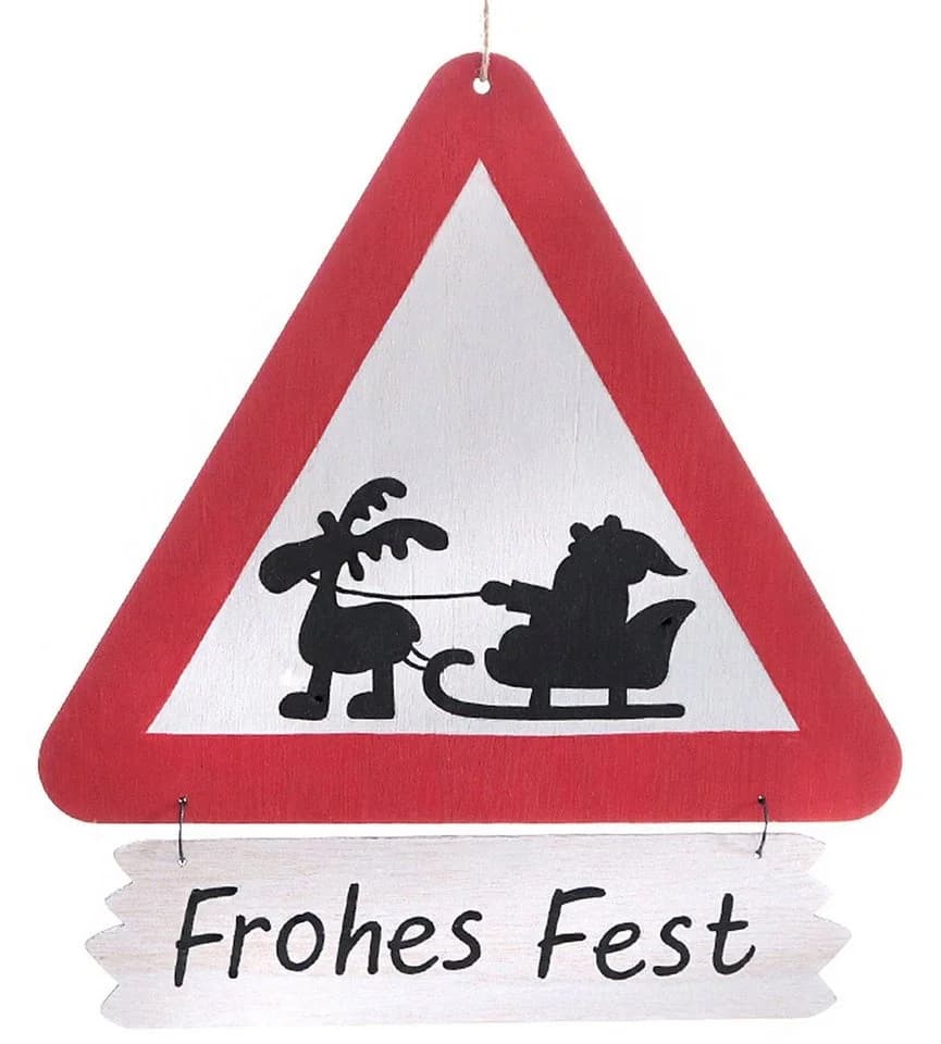 Spetebo Deko-Schriftzug Verkehrsschild "Achtung Weihnachtsmann" 28 cm