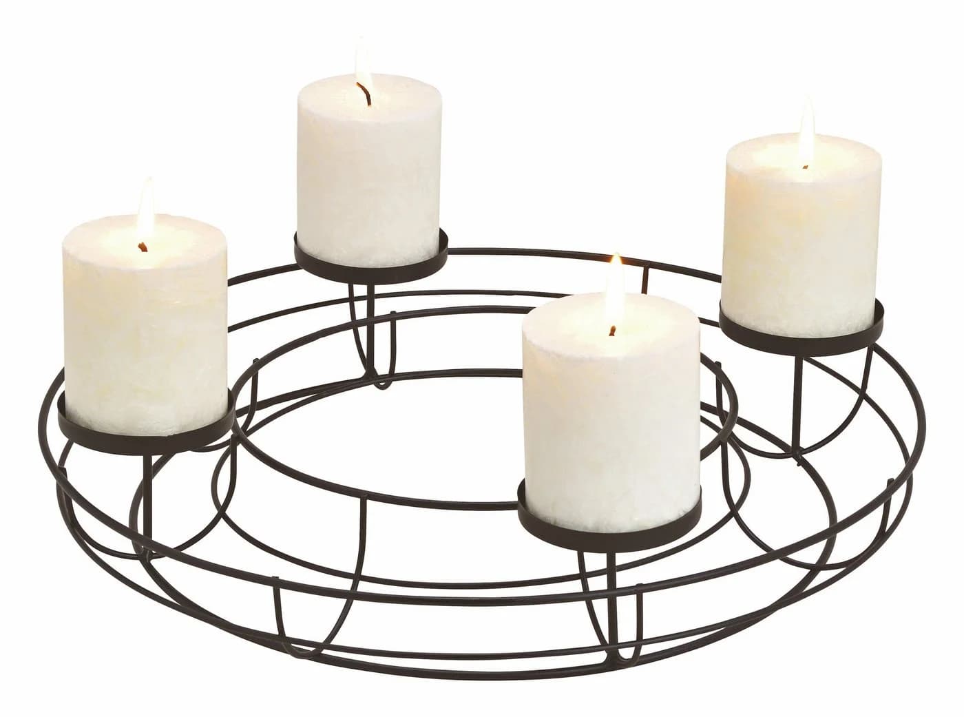 Spetebo Adventskranz Metall Schwarz 38 cm Kerzenhalter