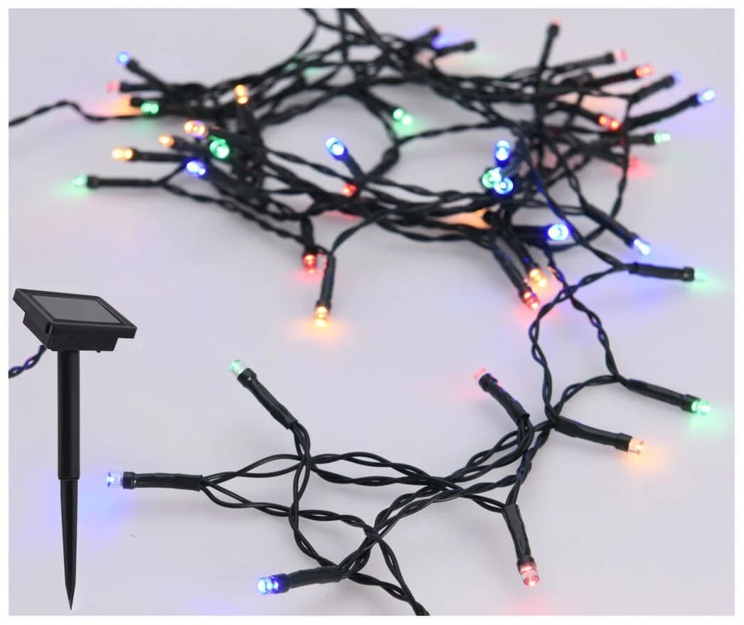 Spetebo LED-Lichterkette Solar Draht Lichterkette Bunt 7 m 50 LED