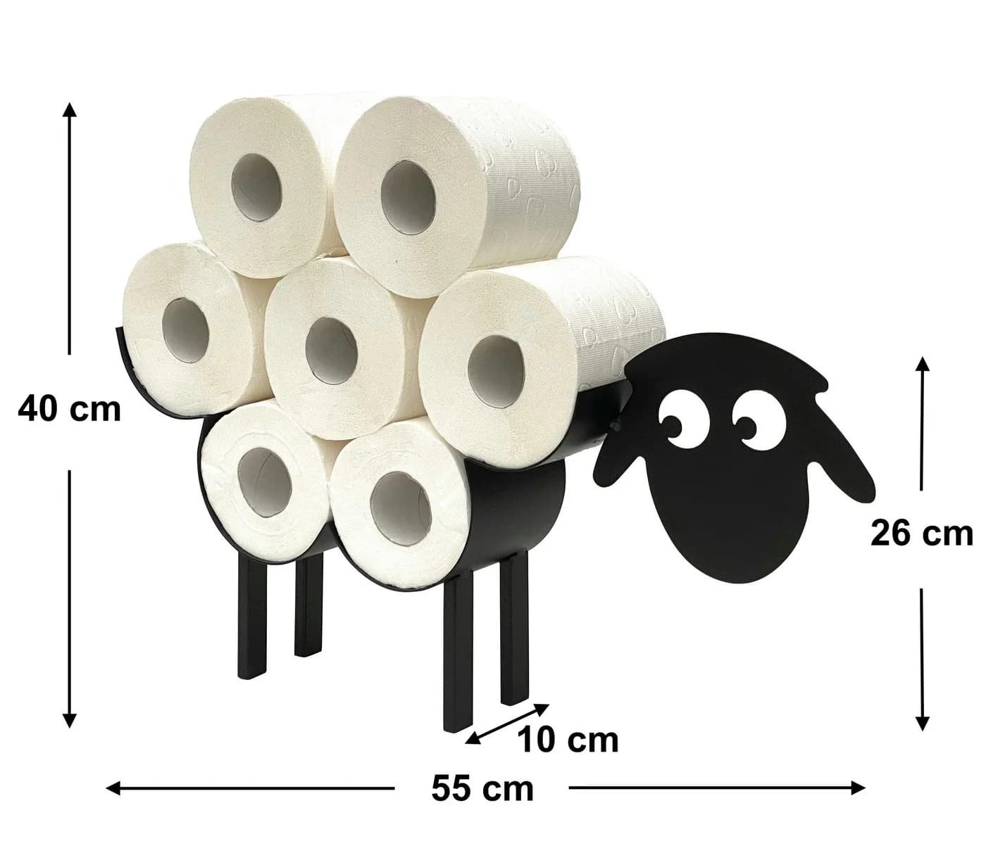 DanDiBo Toilettenpapierhalter Schwarz Metall Schaf 3.0 Freistehend