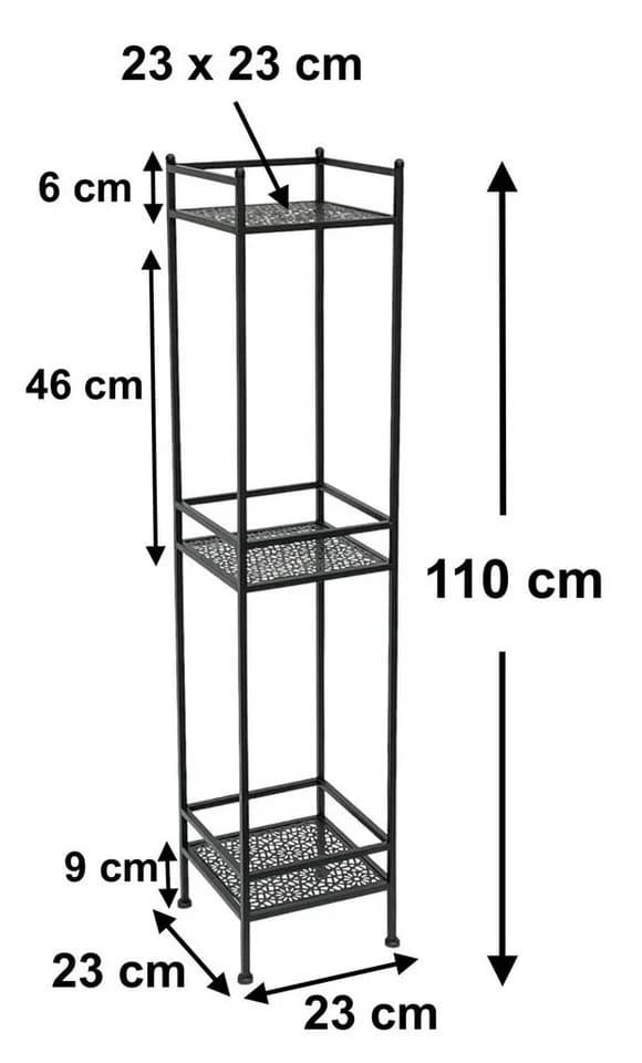 DanDiBo Standregal Schwarz Metall 3 Ebenen