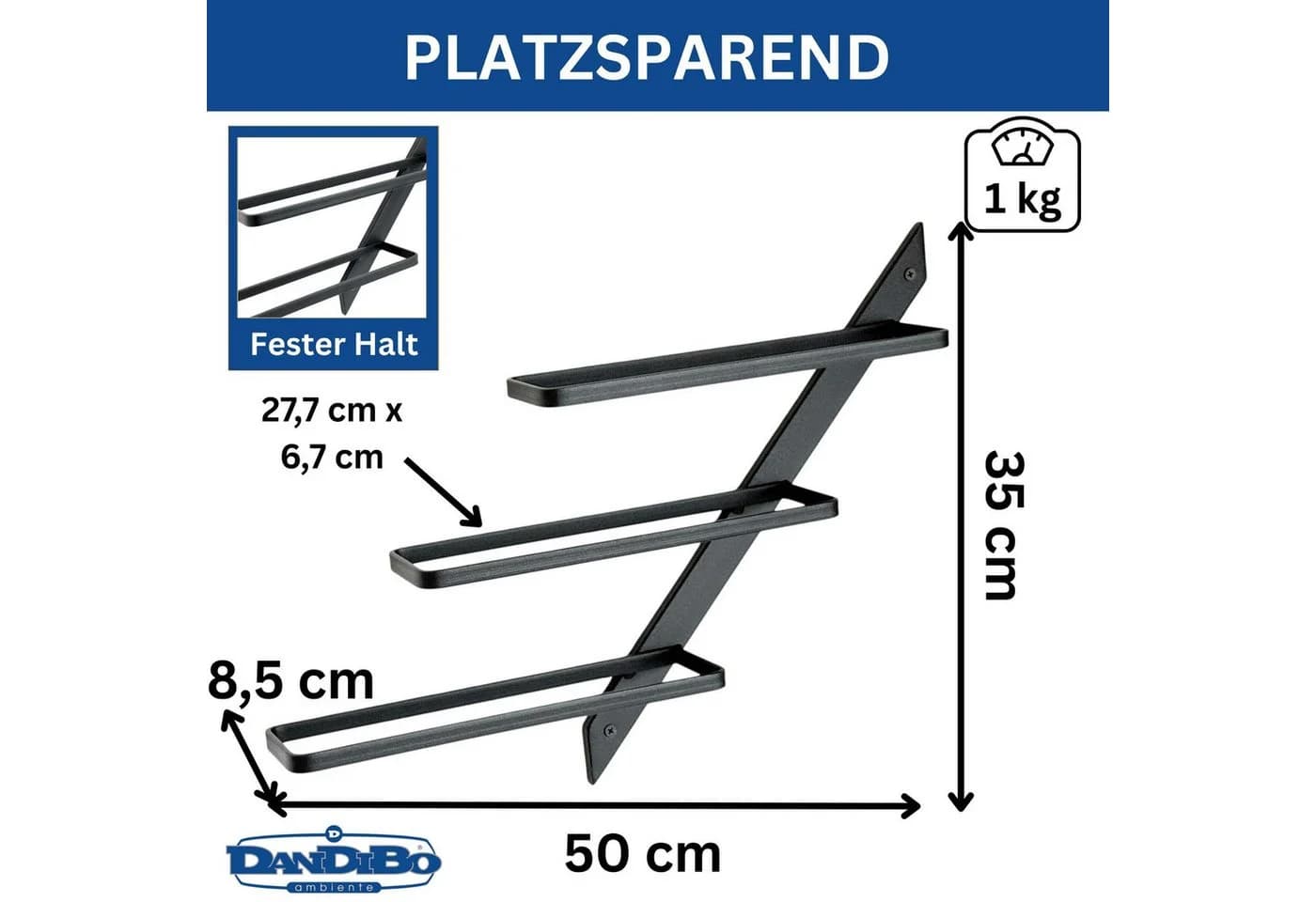 DanDiBo Weinregal Wand Metall Schwarz Modern 96692 Flaschenregal Schmal