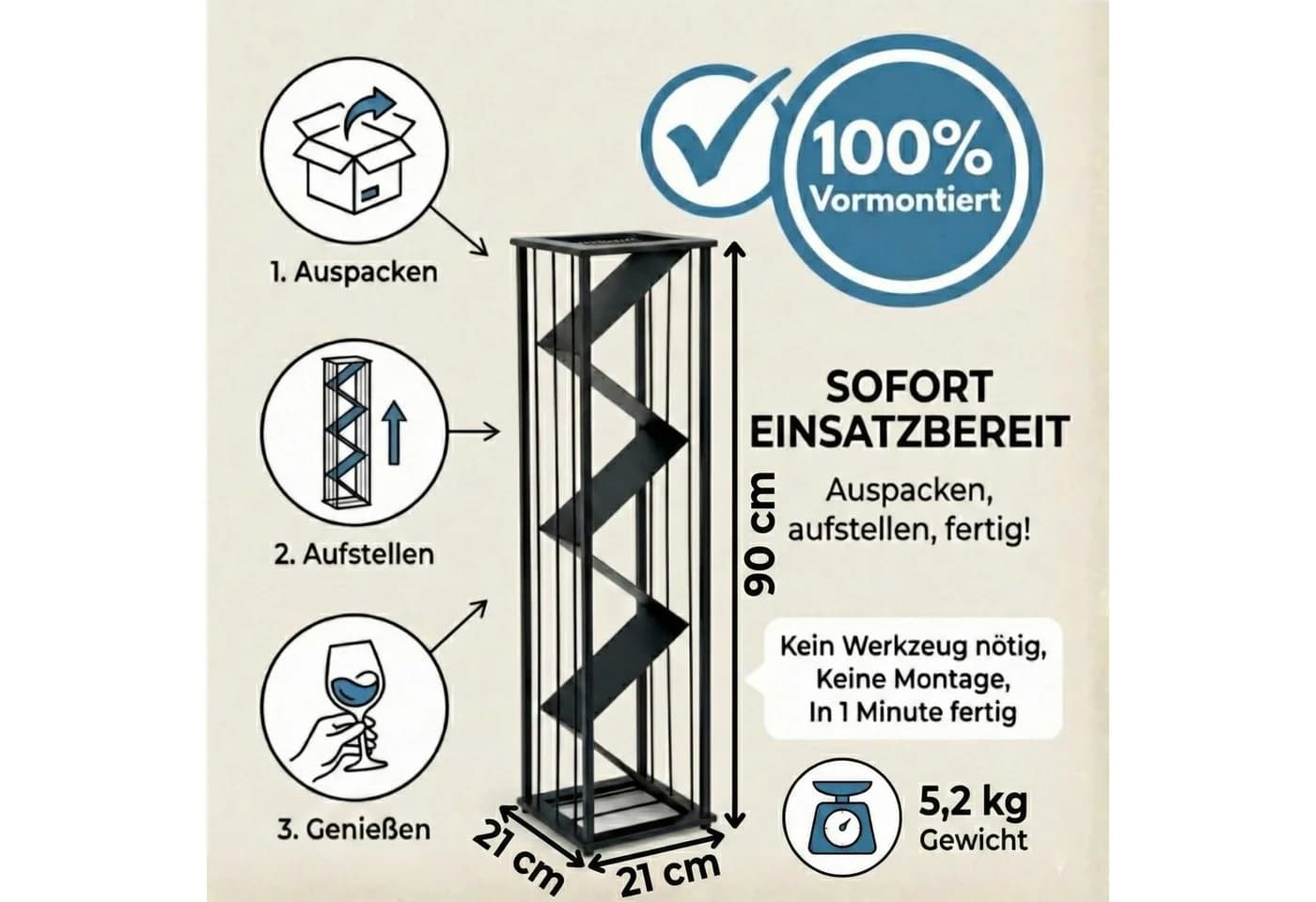 DanDiBo Weinregal Stehend 96693 Flaschenregal Weinständer Flaschenhalter Schmal Modern