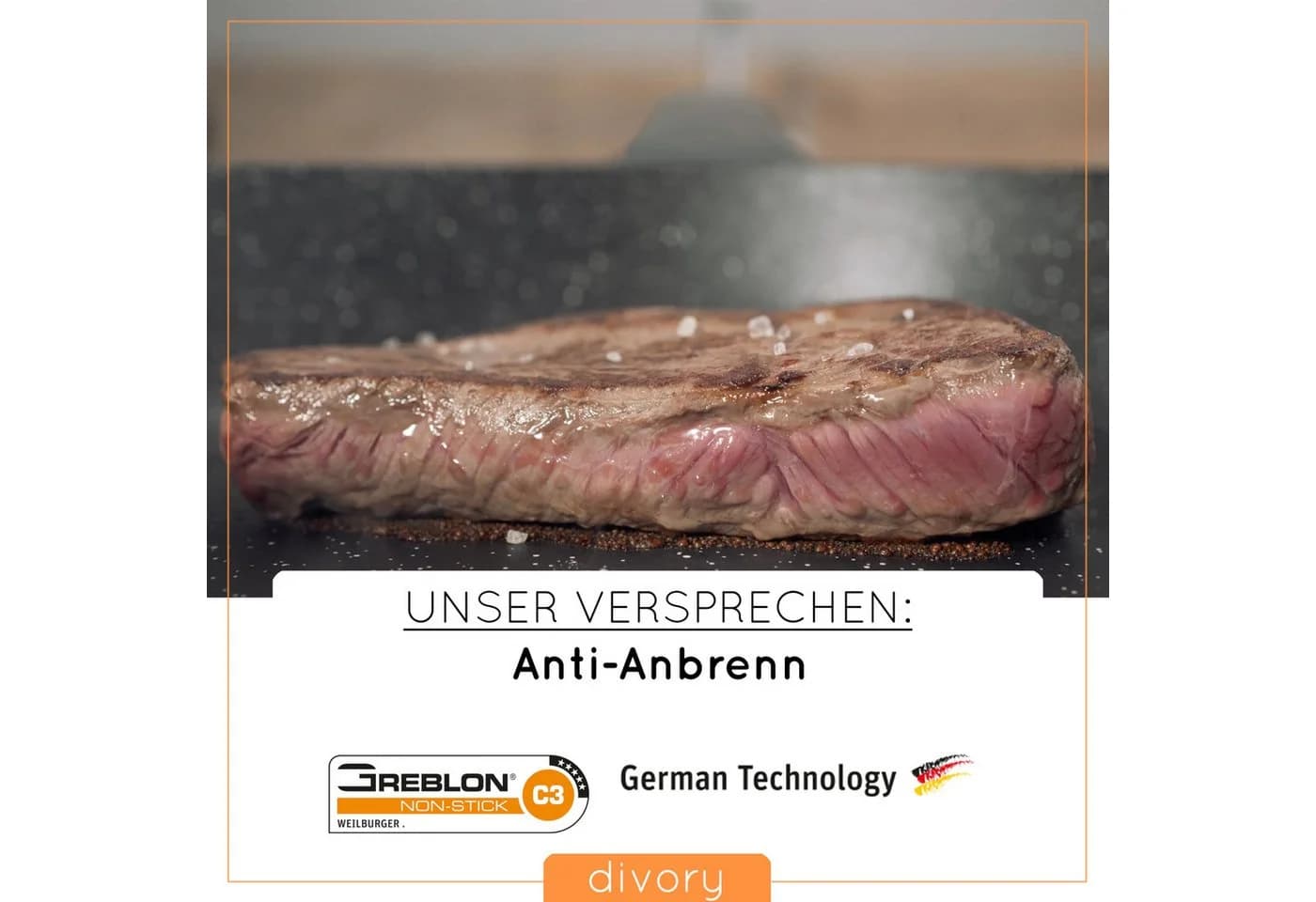 divory Grillpfanne 28x28cm Aluminium mit abnehmbarem Griff