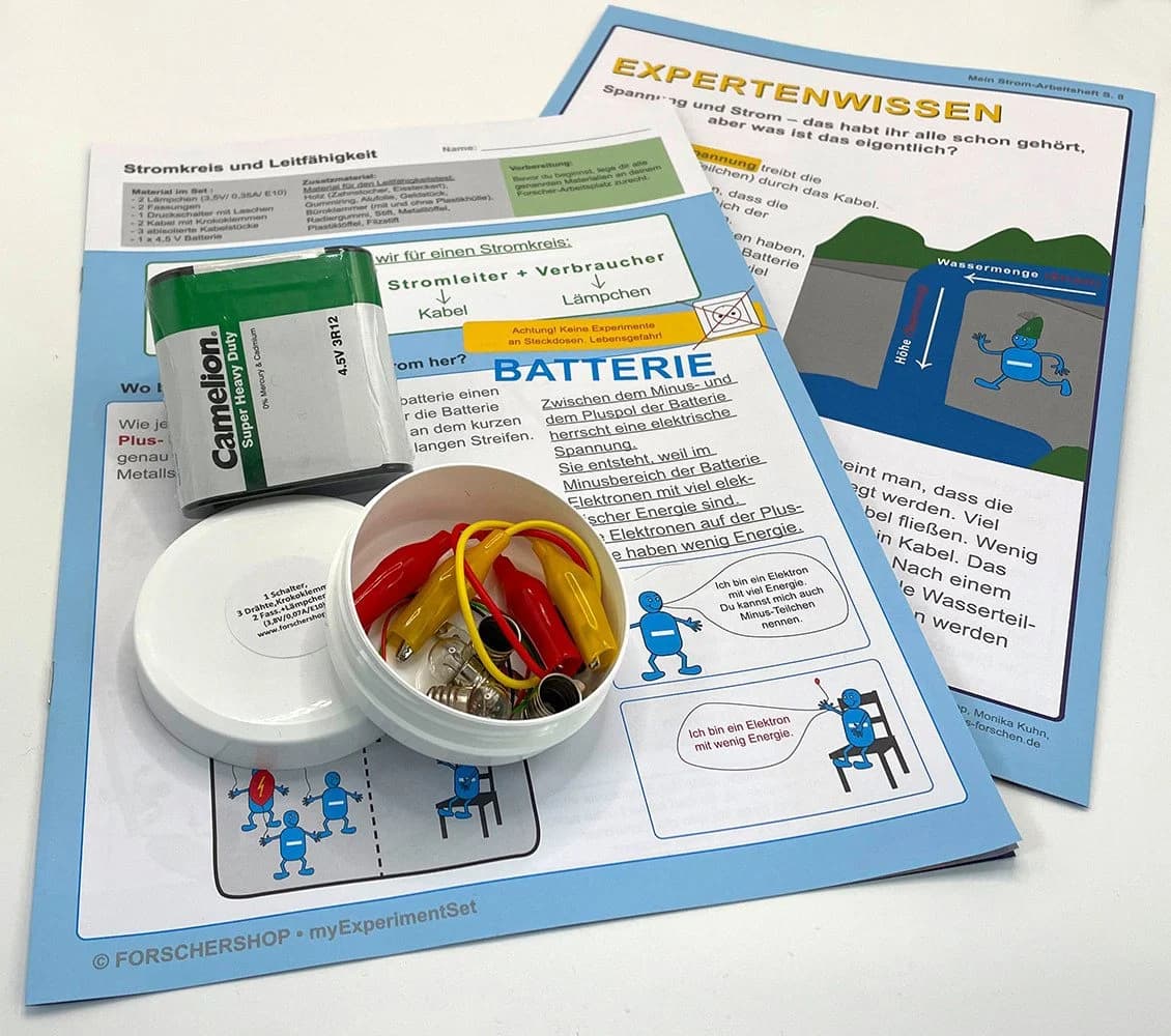 myExperimentSet Experimentierkasten Stromkreis Leitfähigkeit Schul-Set 1 Kind