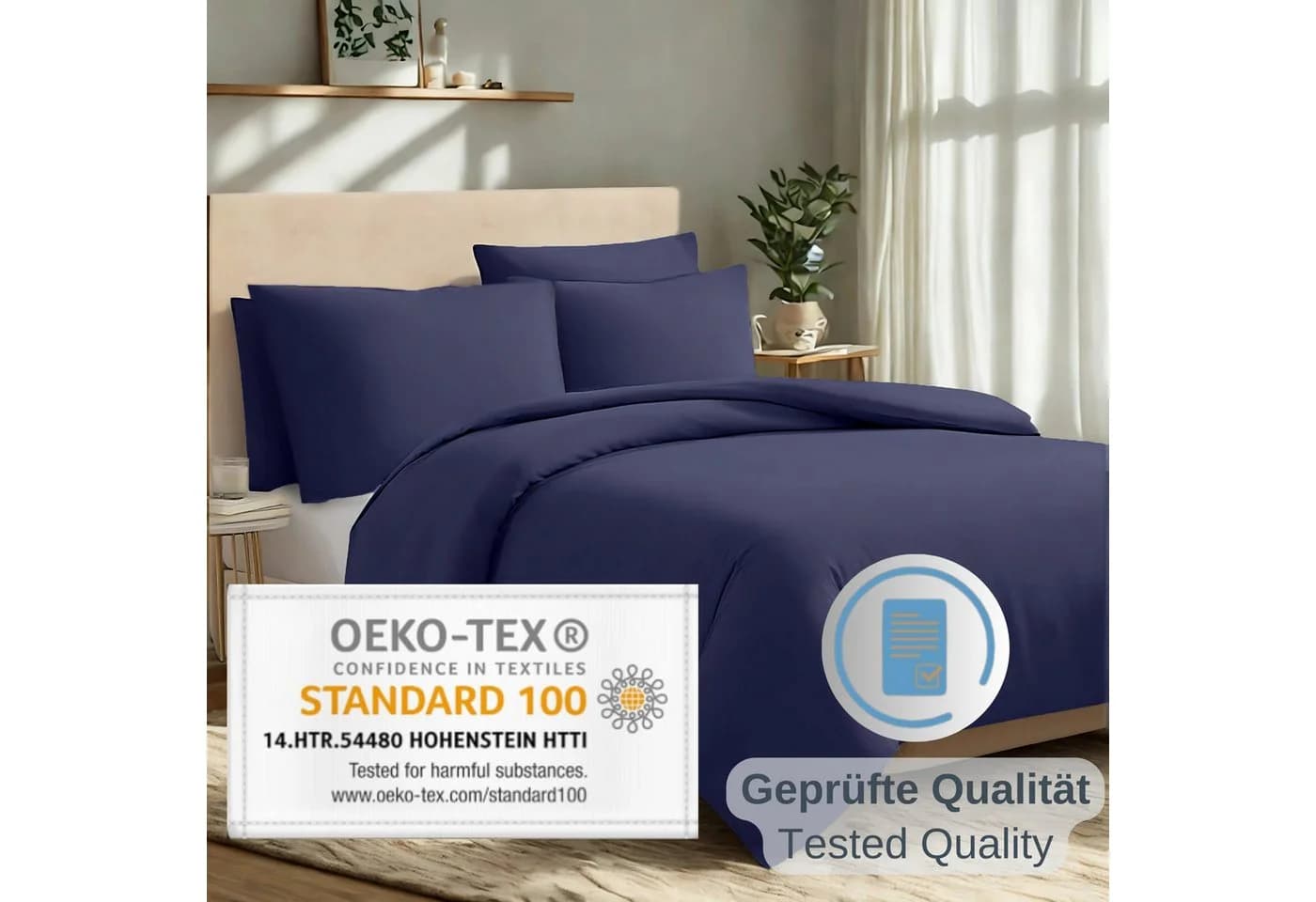 Komfortec Bettwäsche Premium Set Blau 100% Mikrofaser 3-teilig