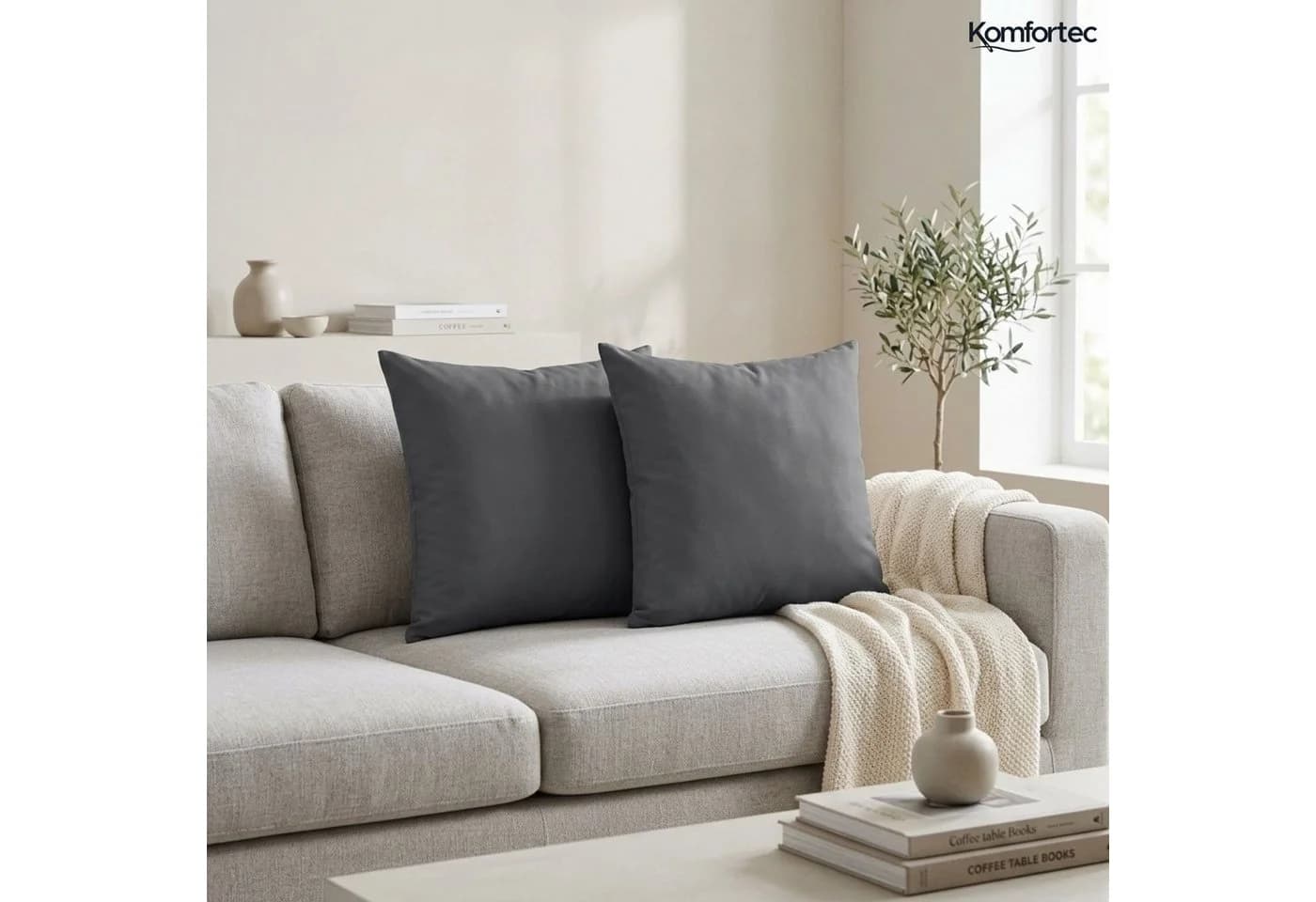 Komfortec Kopfkissenbezug Premium 40x40 cm Mikrofaser Anthrazit