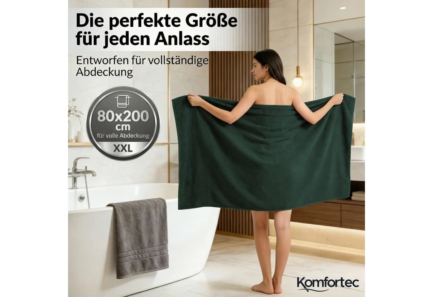 Komfortec Saunatuch-Set 2-tlg. 100% Baumwolle Frottee XXL