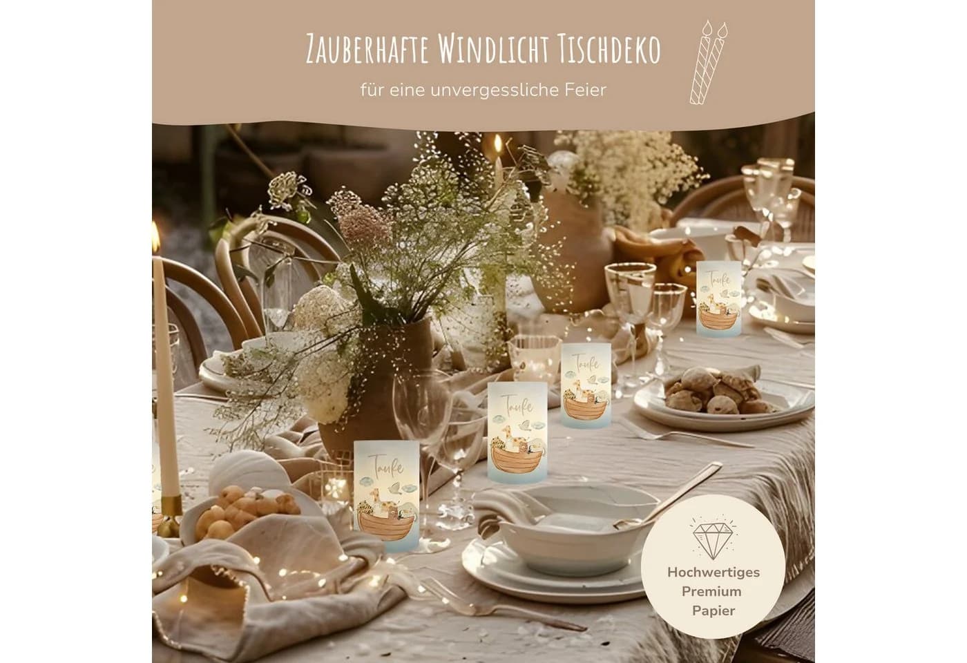 MeinBaby123® 10 Papier-Windlichter Taufe Transparent