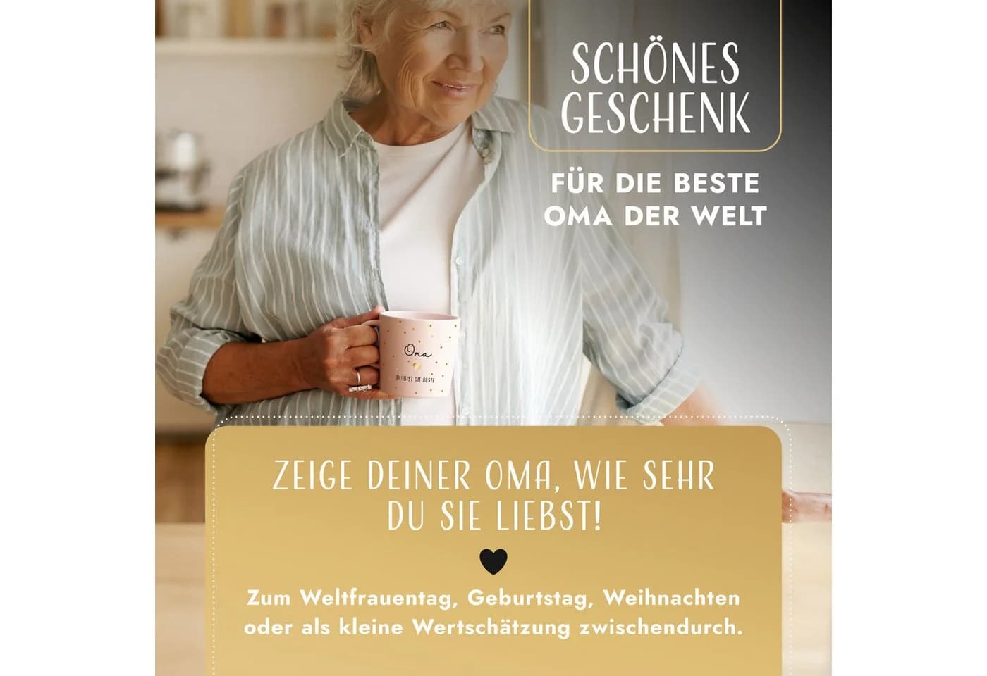 AMARI Tasse für Oma Keramik 330ml Dankeschön Geschenk