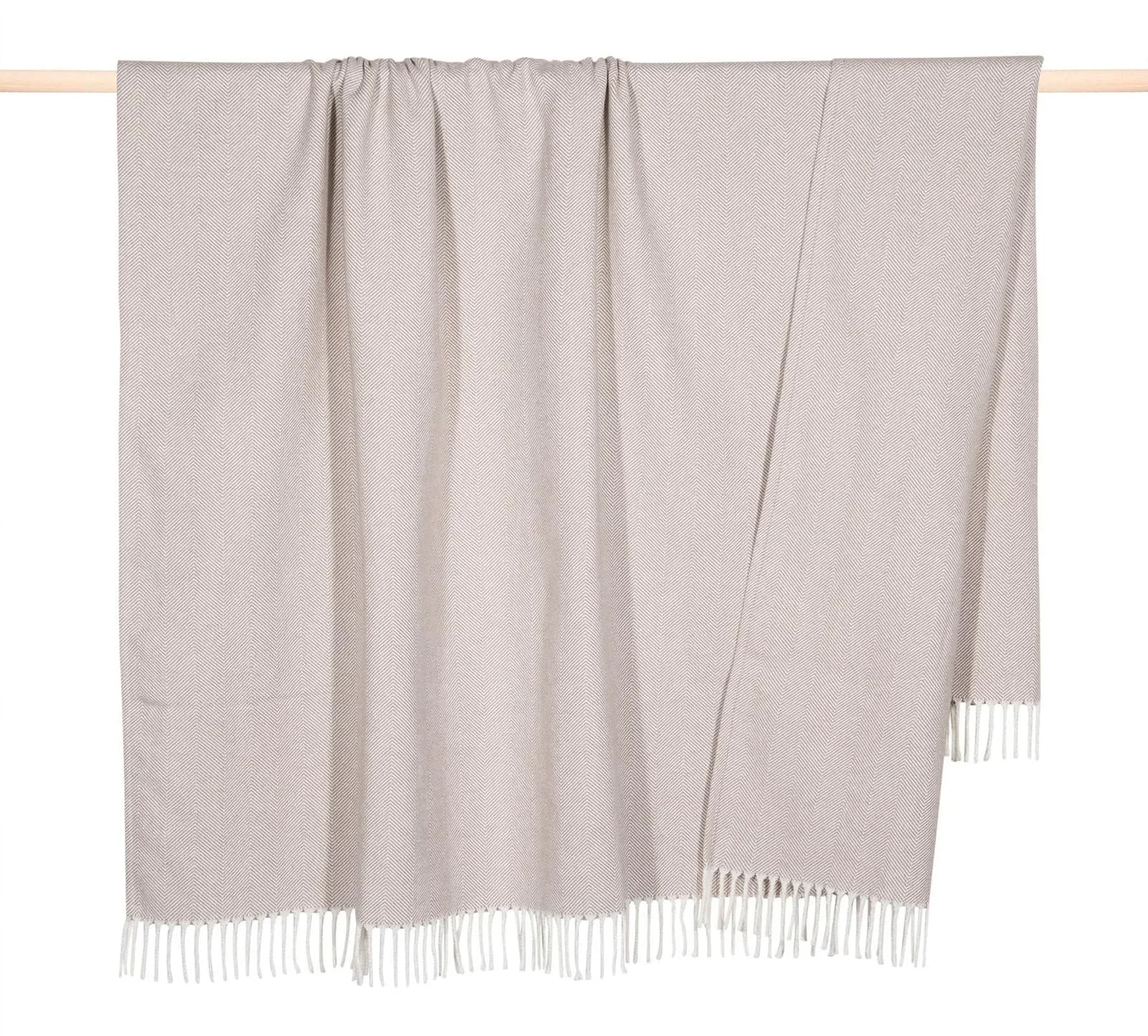 PAD Wohndecke FINE EDGE Beige Zick-Zack Fransen
