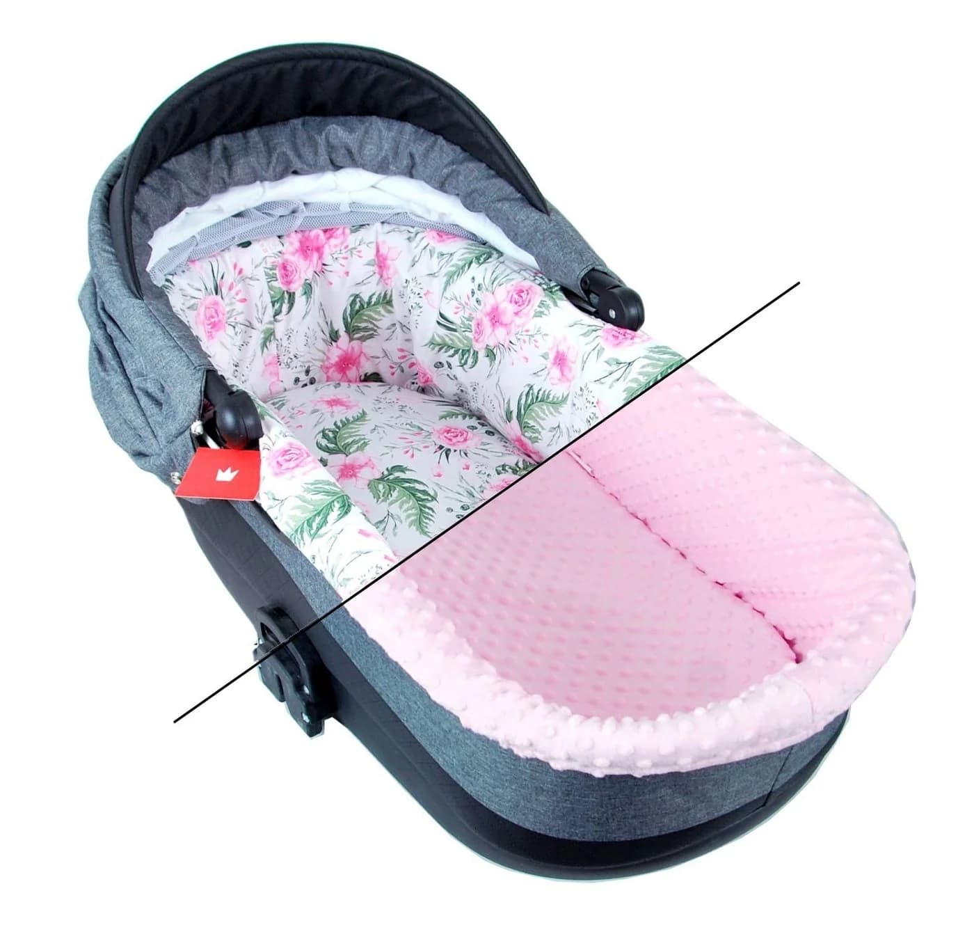 BabyLux Nestchen Set für Kinderwagen Babywanne + Matratze Rosa Blumen