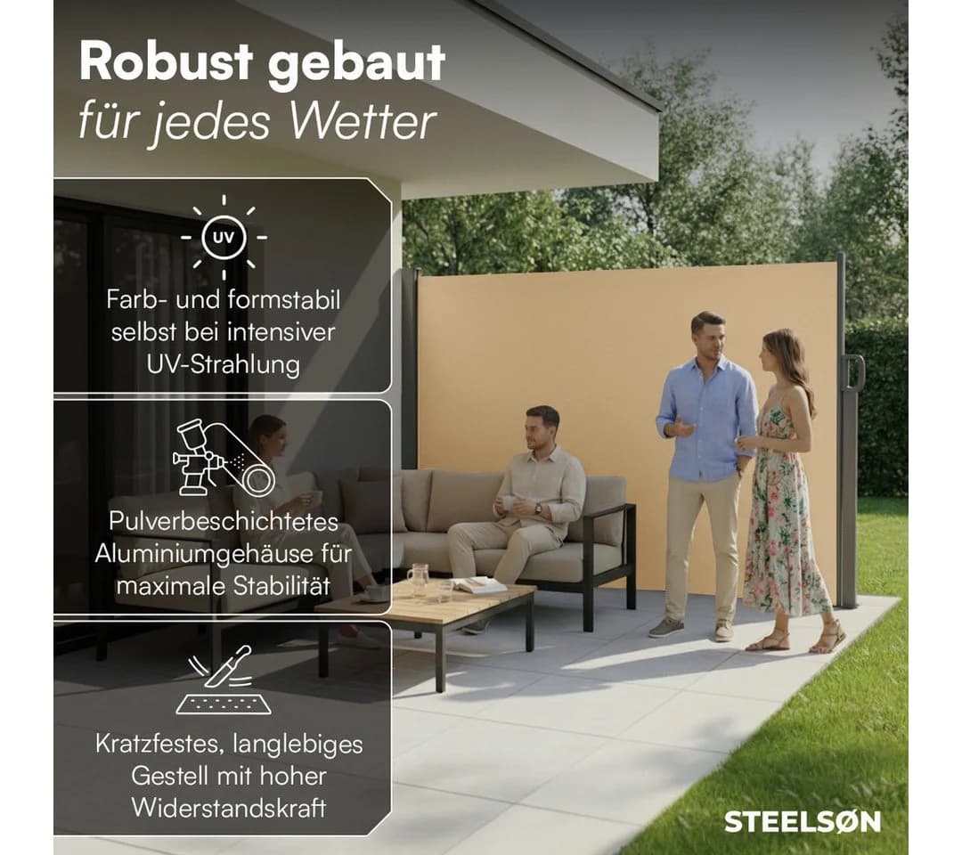 STEELSØN Seitenmarkise Zirella Beige ausziehbar