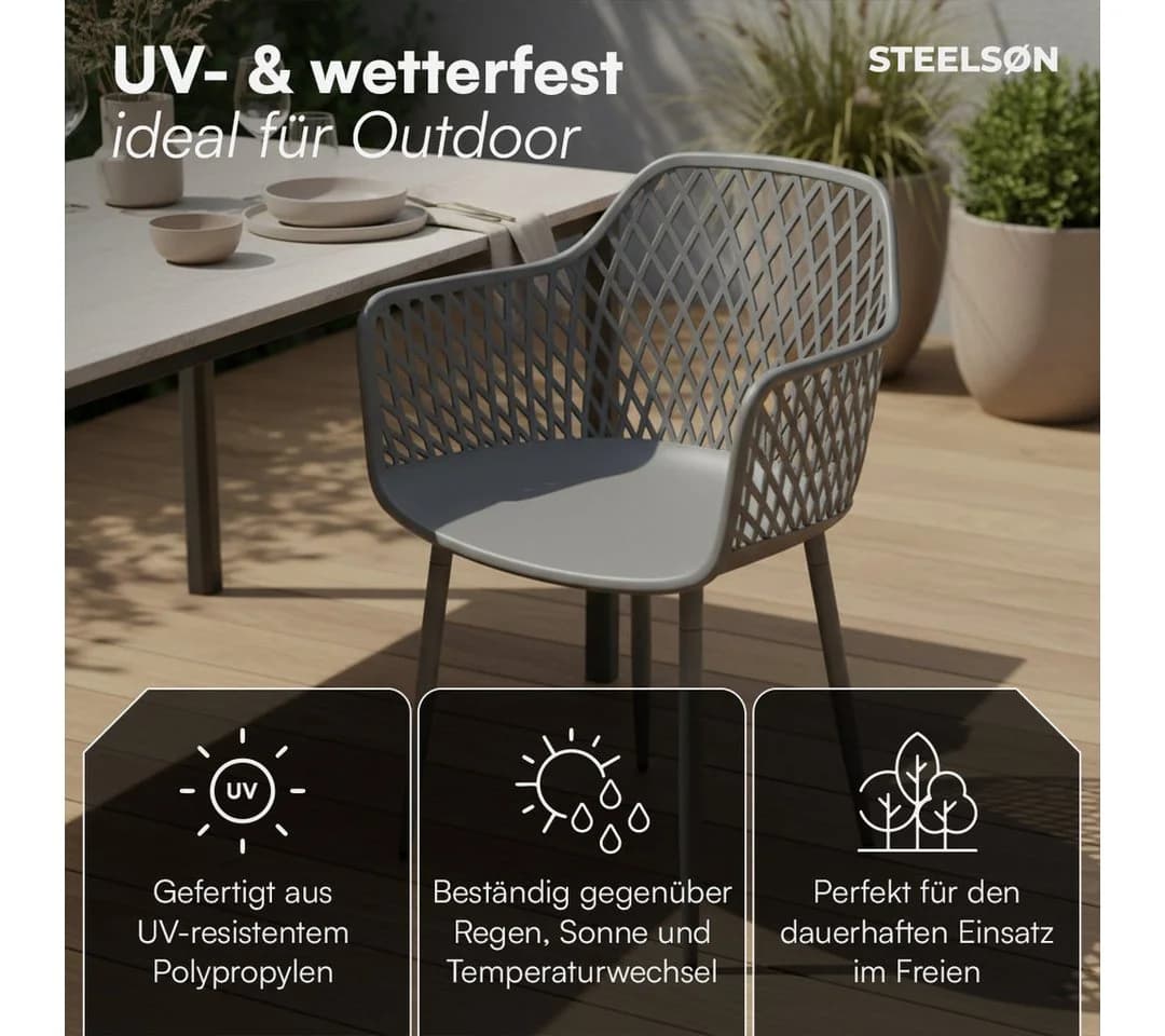 STEELSØN Gartenstuhl Quasira Grau 2er Set wetterfest