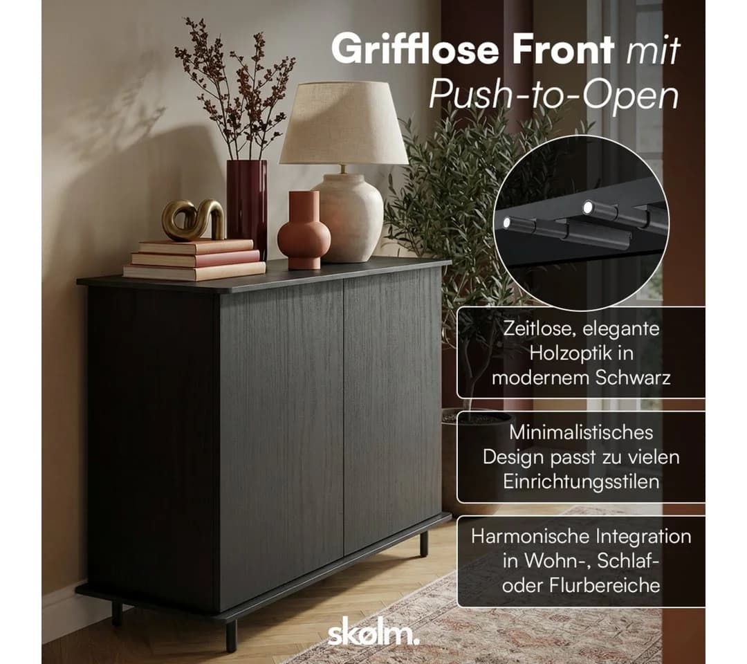 skølm Kommode Grani Holzoptik Push-to-Open 5 Fächer