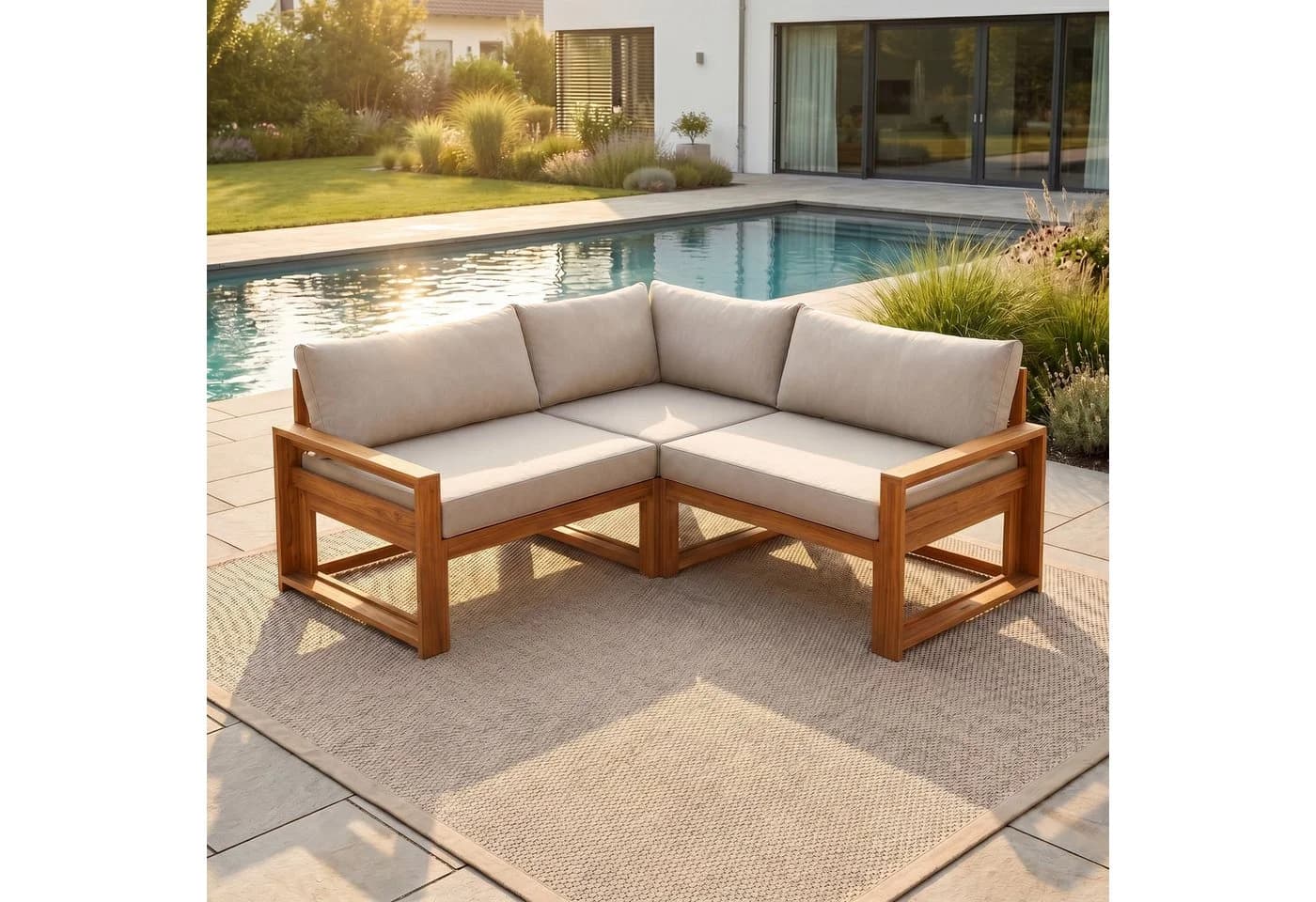 STEELSØN Mizaru Gartenlounge-Set Akazienholz 3-tlg. mit Auflagen