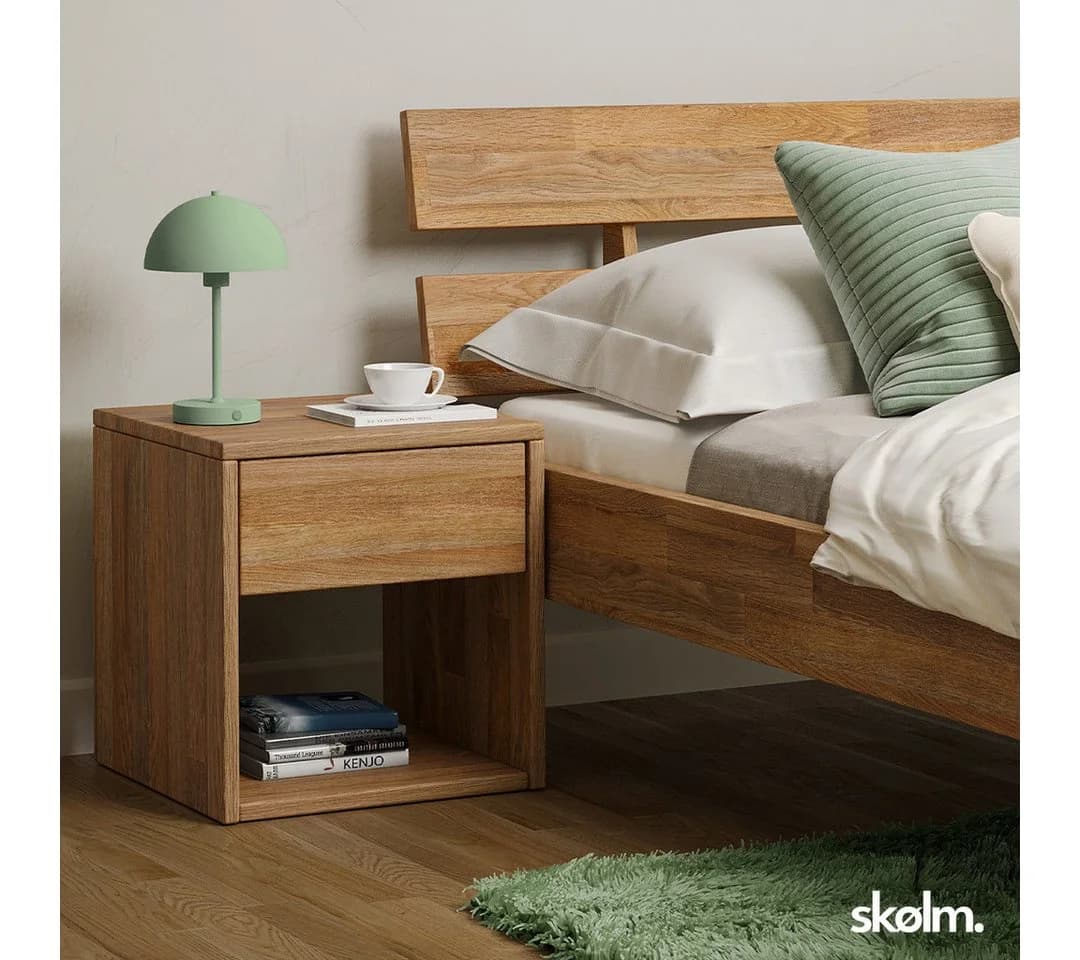 skølm Nachtschrank Floki mit Schublade 2er Set Eiche Massivholz