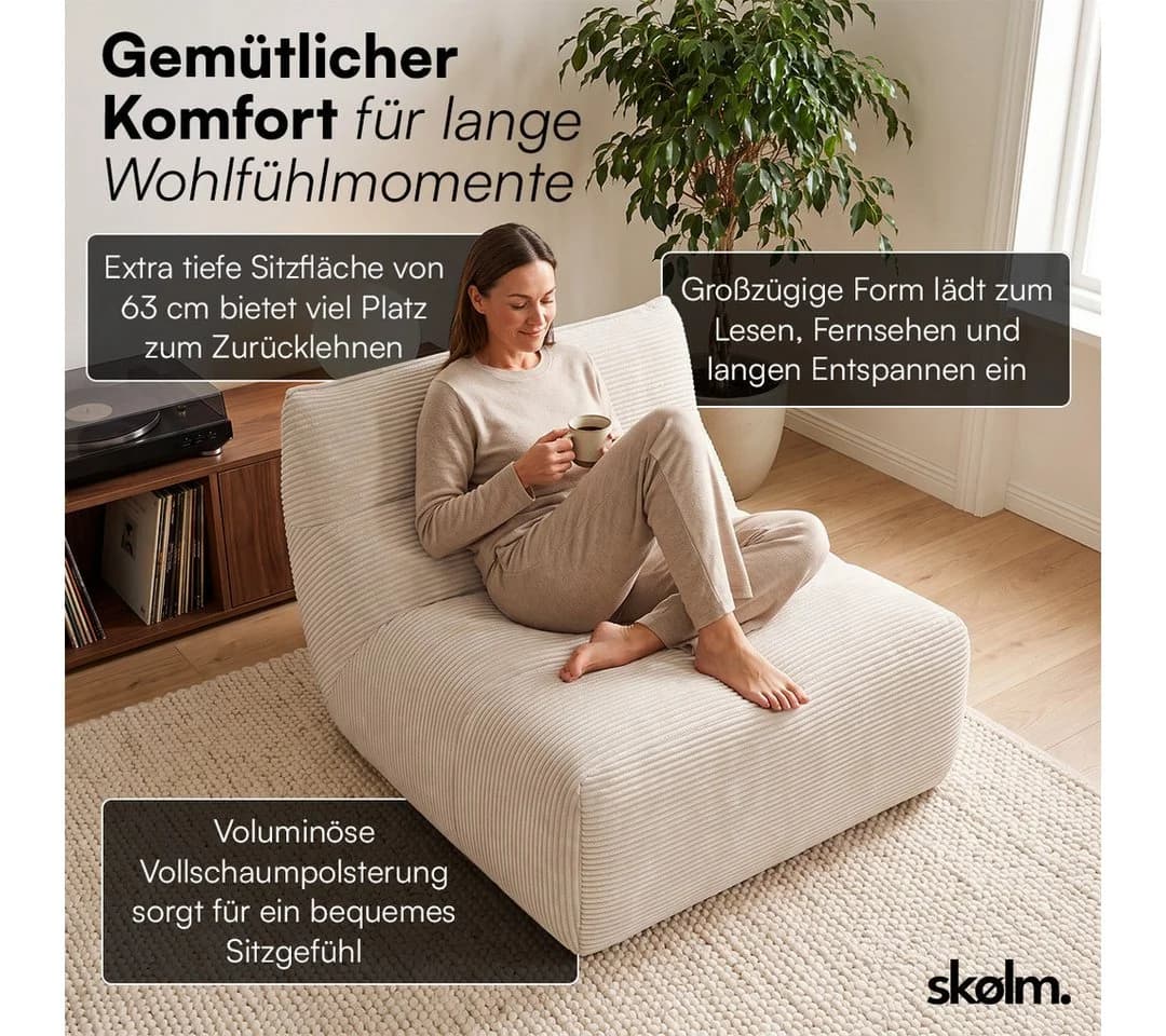 skølm Relaxsessel Bodn Cord Beige