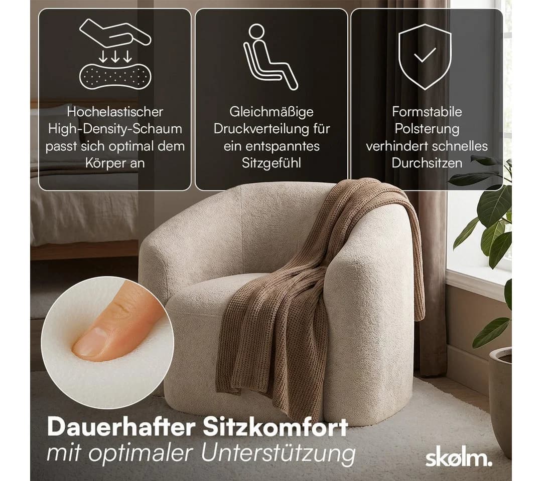 skølm Relaxsessel Gjöll Teddy-Bouclé Beige