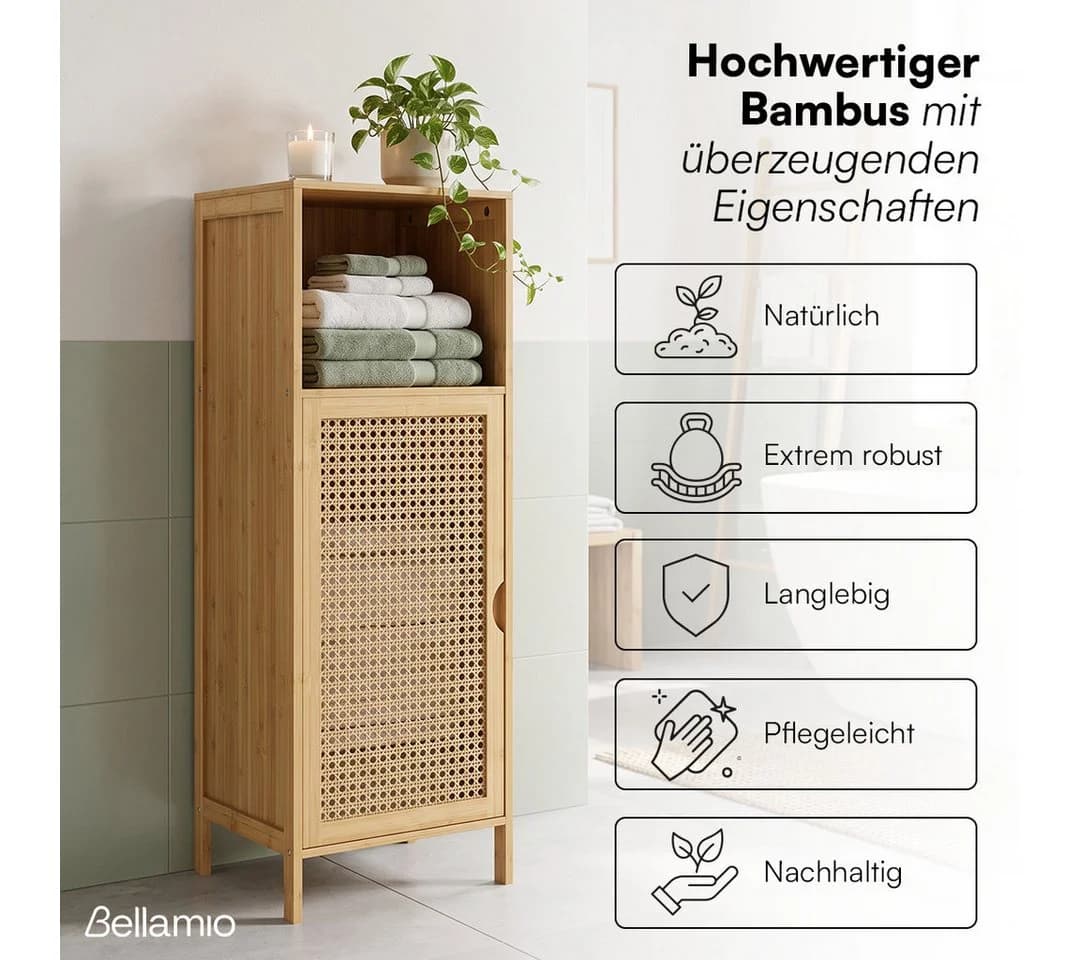Bellamio Badschrank Raba Bambus Rattan Midi Schrank