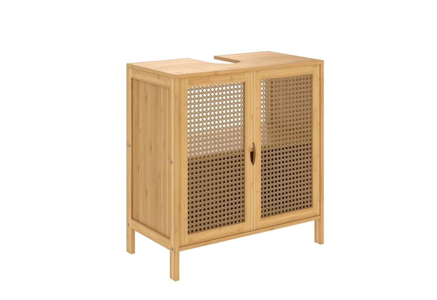 Bellamio Badregal Raba Badschrank Bambus Rattan Flügeltüren
