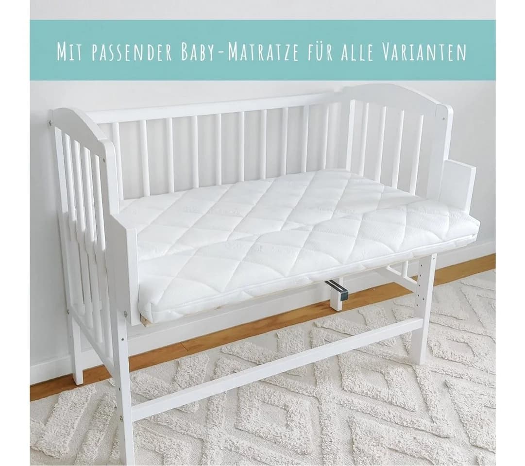 Kids Collective Beistellbett Weiß Umbaubar mit Matratze
