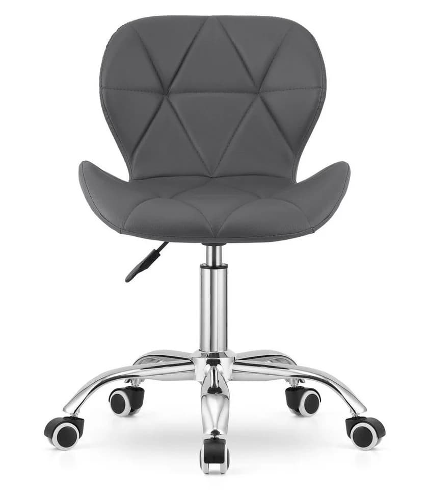 Home Collective Drehstuhl Grau Öko-Leder mit Chromfuß
