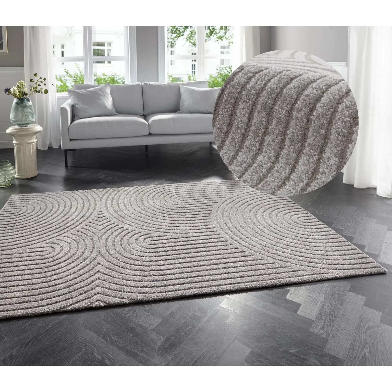ELLE DECORATION Designteppich Panglao Grau Kurzflor 3D Optik
