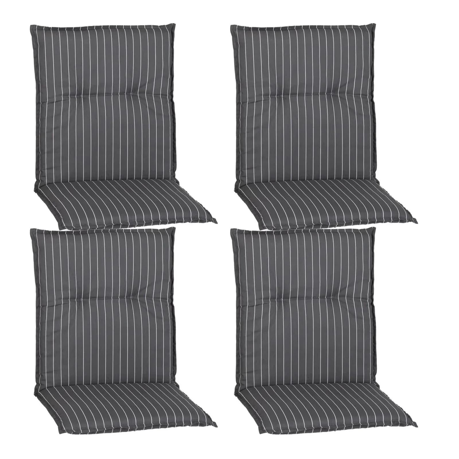 NYVI Gartenstuhl-Auflage Barcelona 4er Set Grau Gestreift