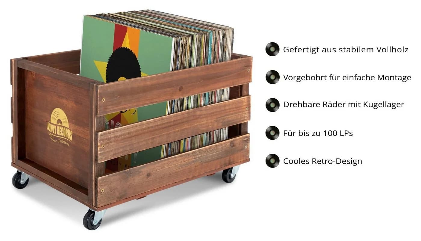 Stagecaptain Holzkiste Emil 2er-Set Braun Massivholz Retro