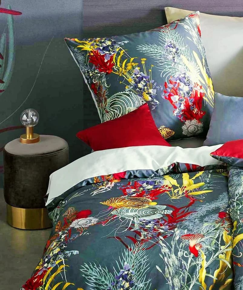 JACK Wendebettwäsche Mako-Satin Korallen Unterwassermotiv