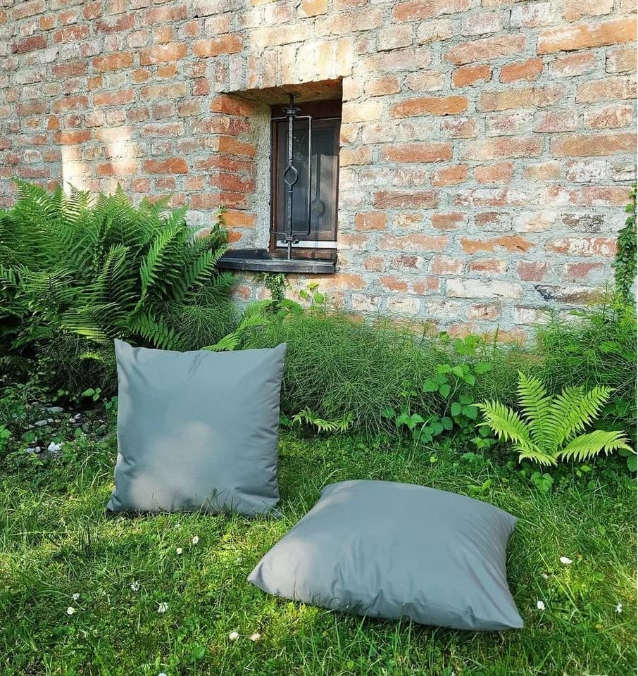 JACK Dekokissen 2x 50x50cm Grau Outdoor Lounge Kissen XXL Füllung