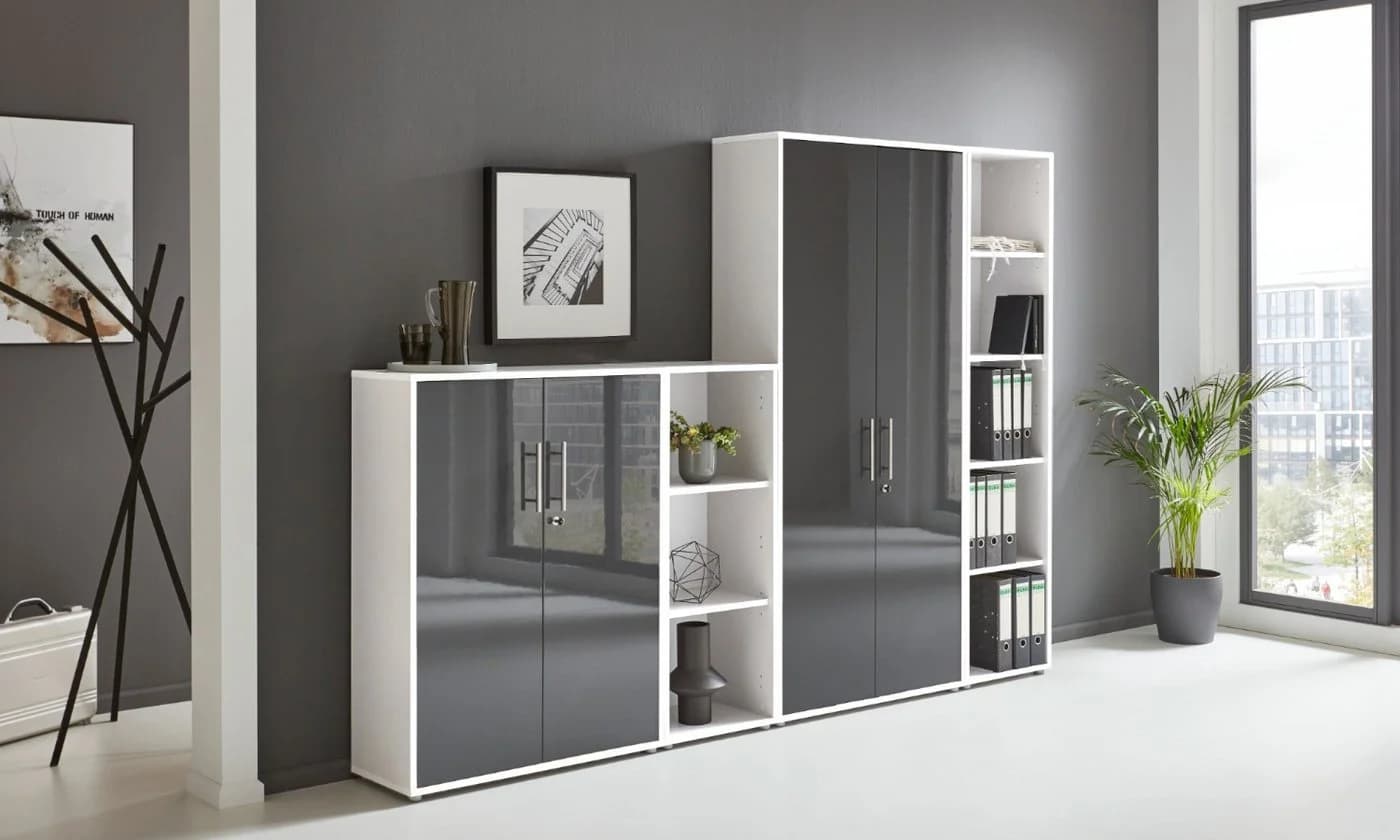 moebel-dich-auf Aktenschrank TABOR 4 Weiß Modular Abschließbar
