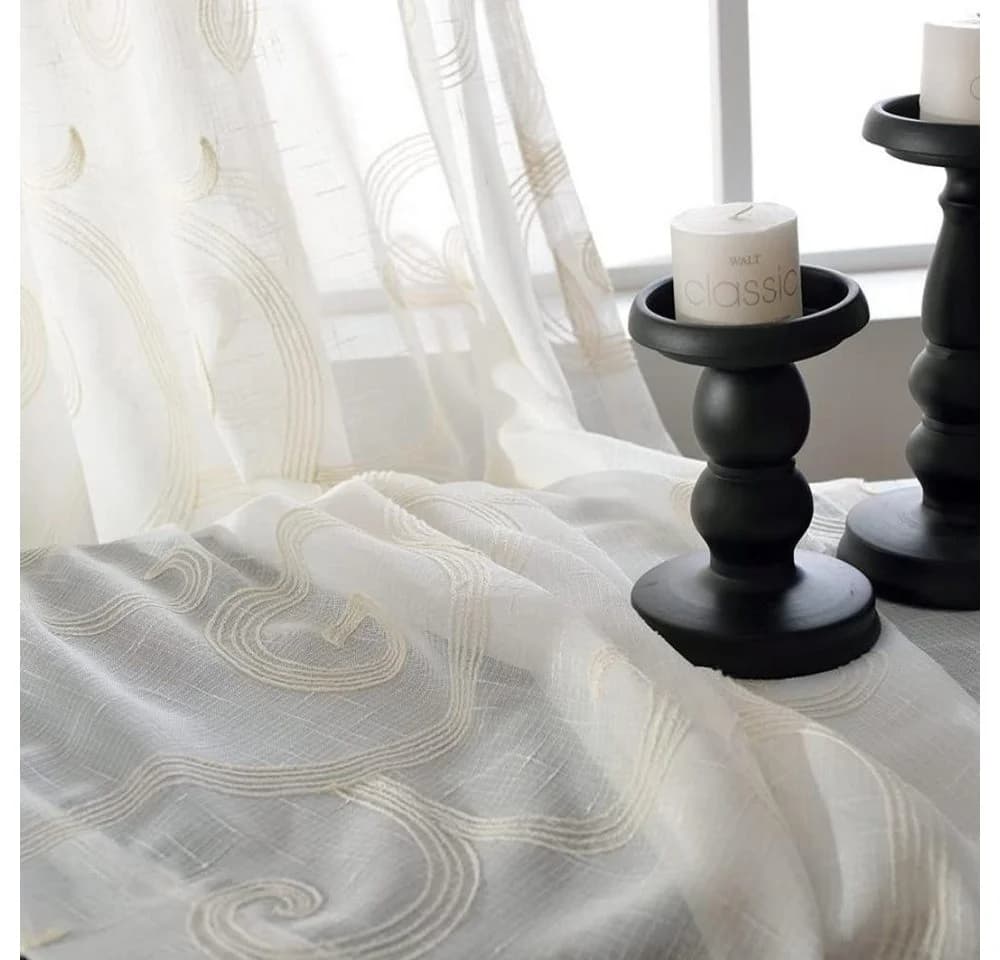 M&W DAS DESIGN Vorhang Mit Ösen Cremefarben Goldmuster