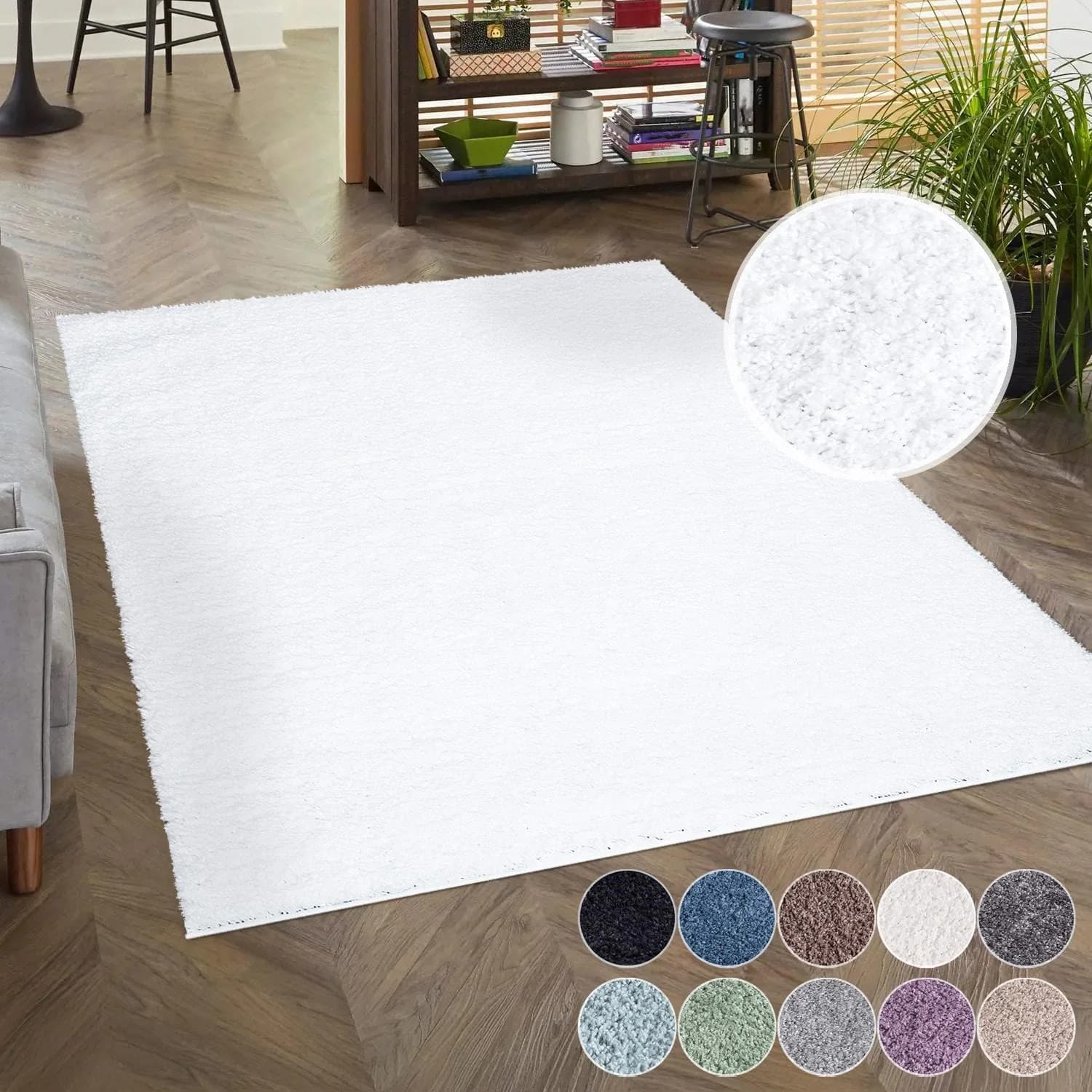 CARPET CITY Hochflor-Teppich City Shaggy Weiß Uni