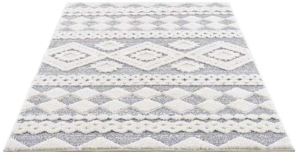 CARPET CITY Hochflor-Teppich Focus 3005 Grau Boho Hoch-Tief-Effekt