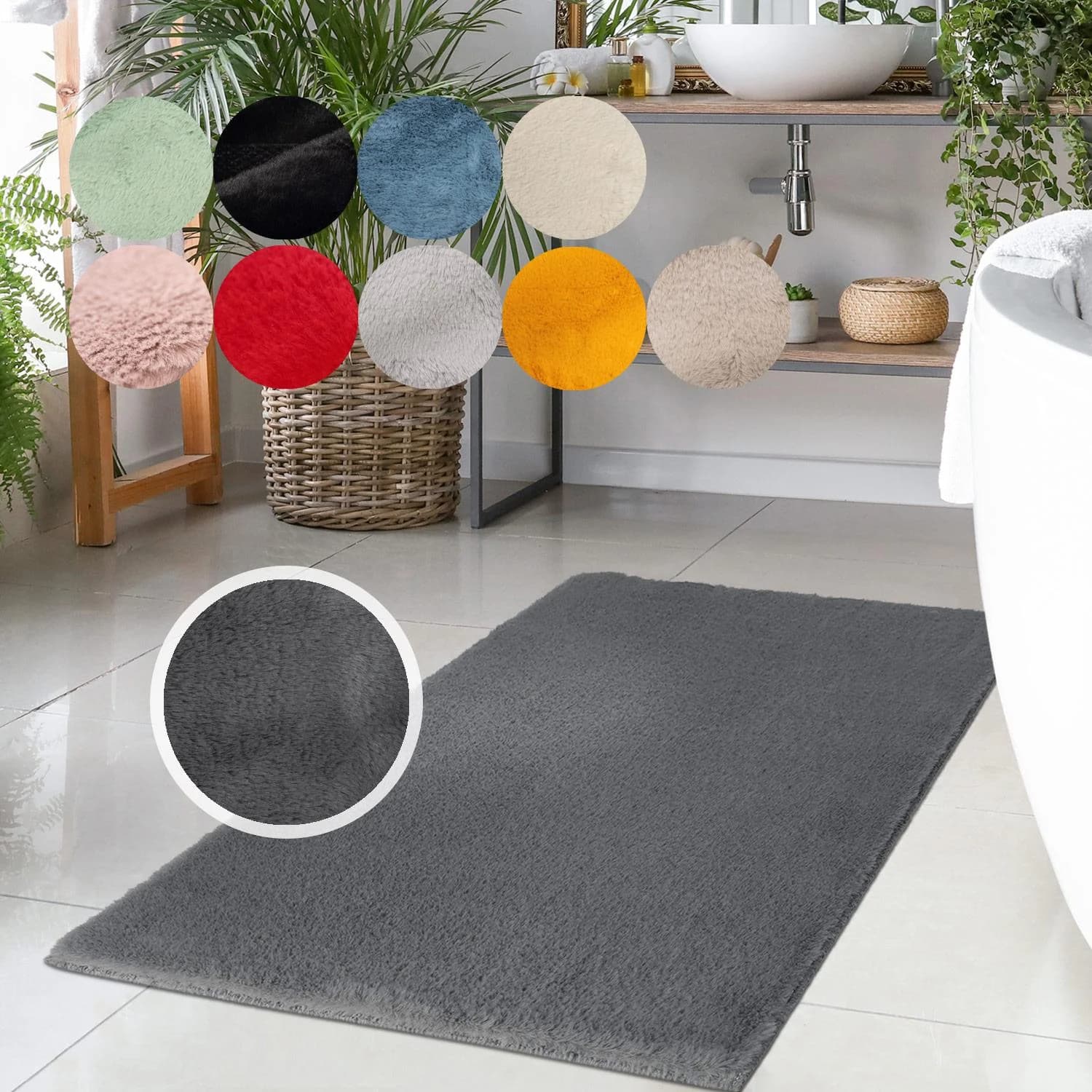 CARPET CITY Badematte Topia Mats Dunkelgrau Uni Polyester
