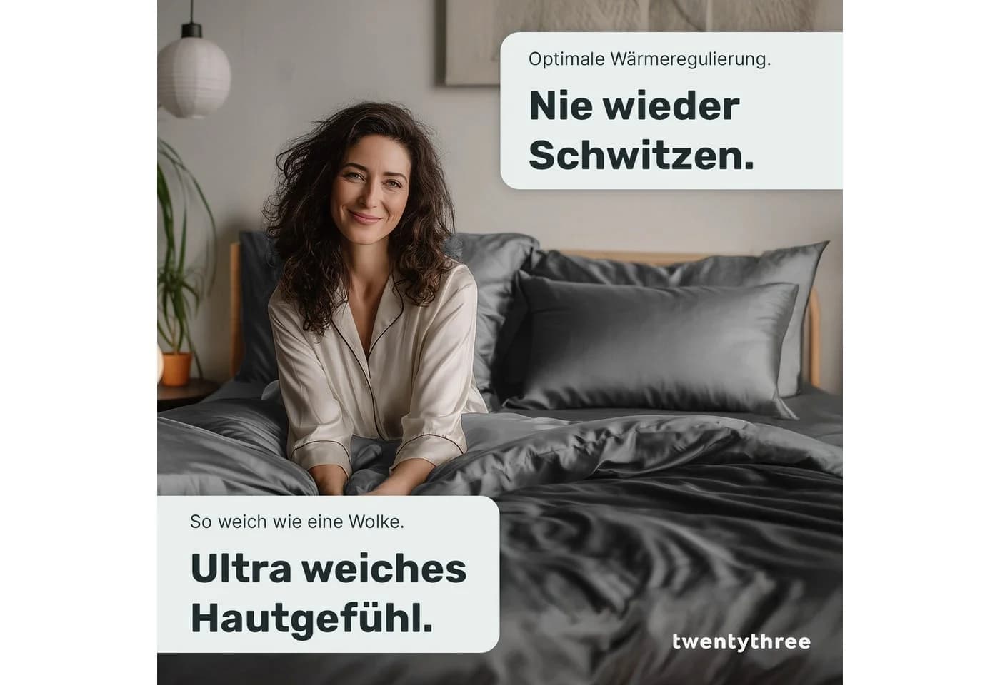 twenty:three® Kissenbezug Lyocell Dark Gray Atmungsaktiv